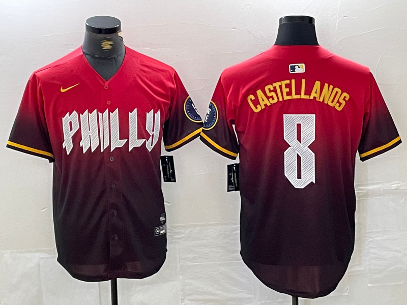 Men's Philadelphia Phillies Nick Castellanos #8 Red 2024 City Connect Limited Player Jerseys