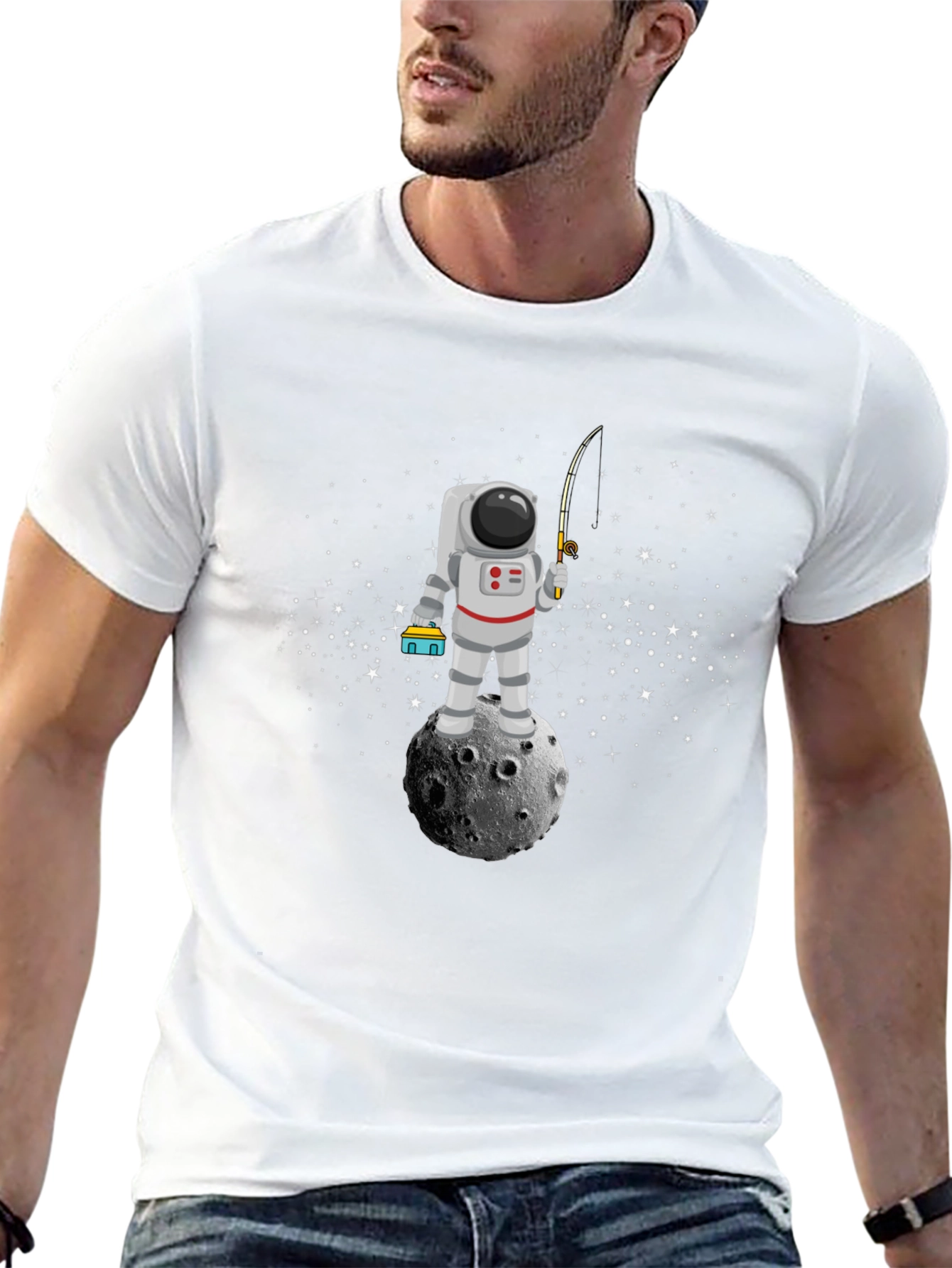 Astronaut Fishing on Moon T-Shirt