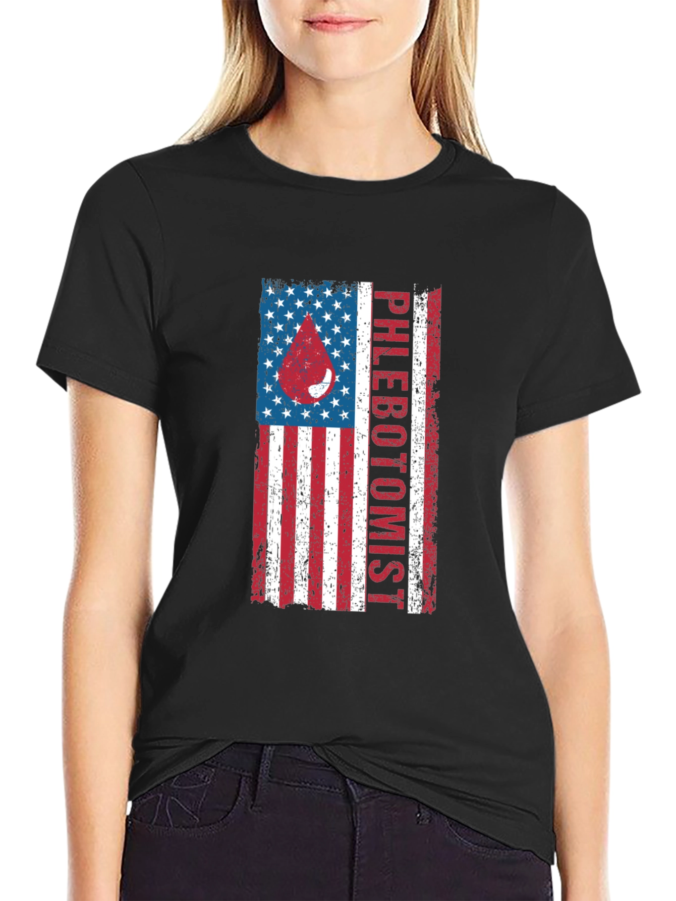 Phlebotomist American Flag T-Shirt