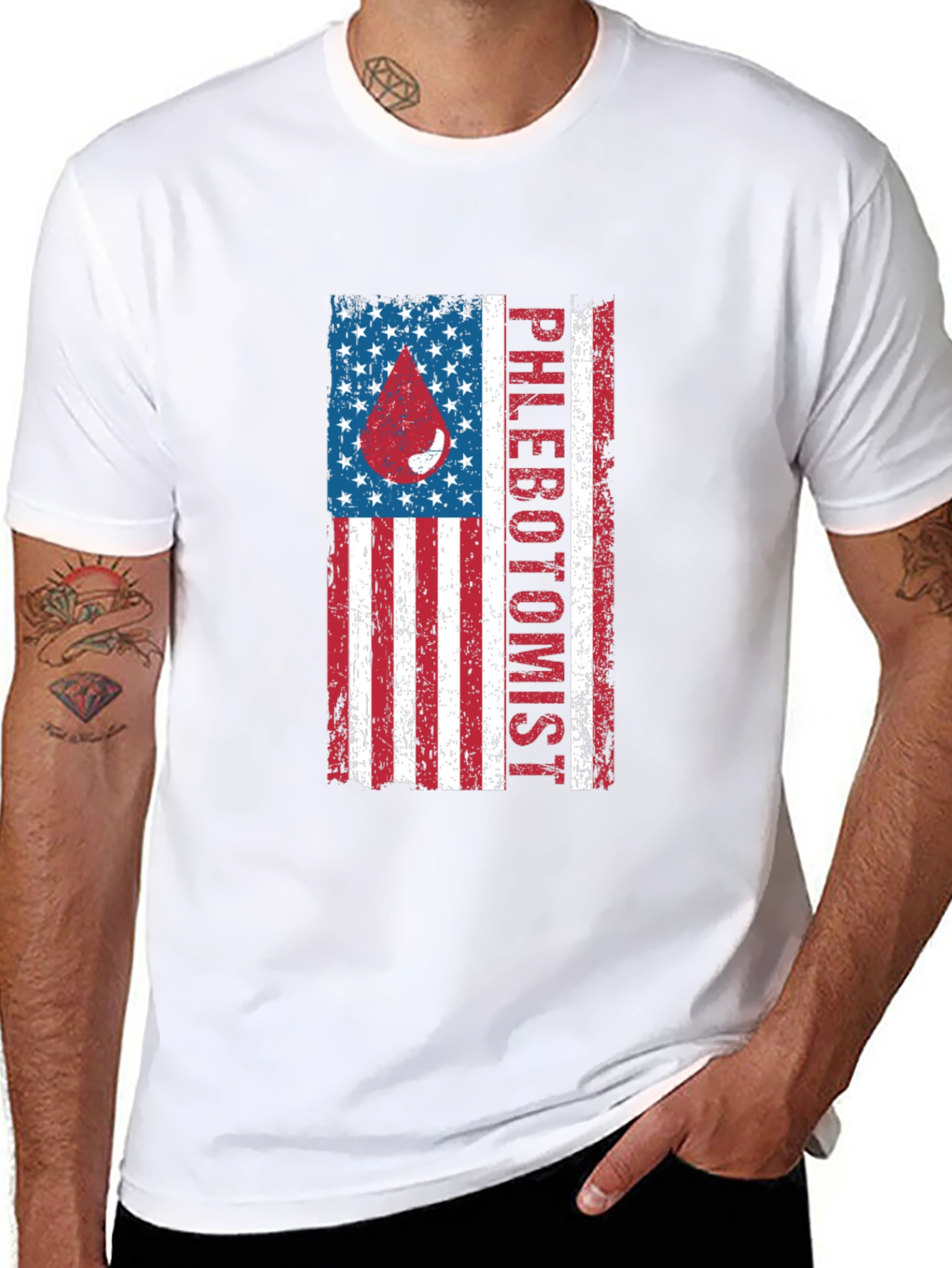 Phlebotomist American Flag T-Shirt
