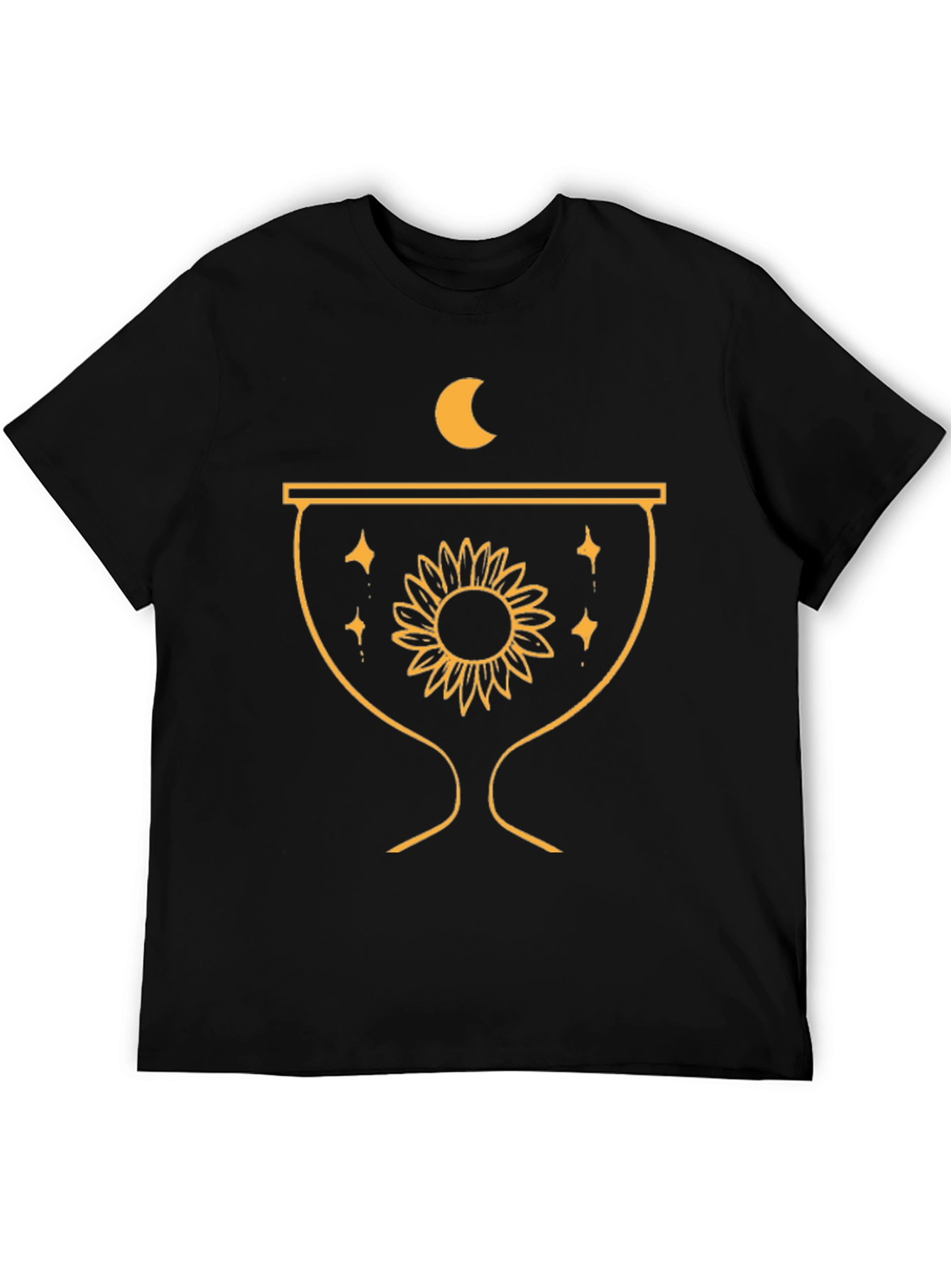 Mystic Sunflower Graphic Tee - Black Cotton Comfort