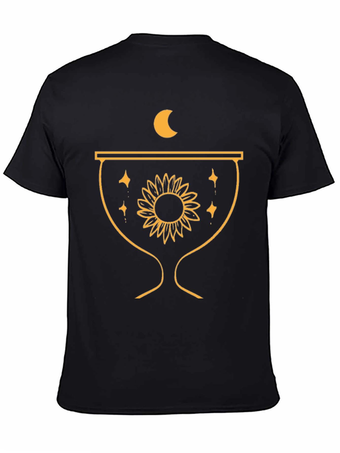Mystic Sunflower Graphic Tee - Black Cotton Comfort