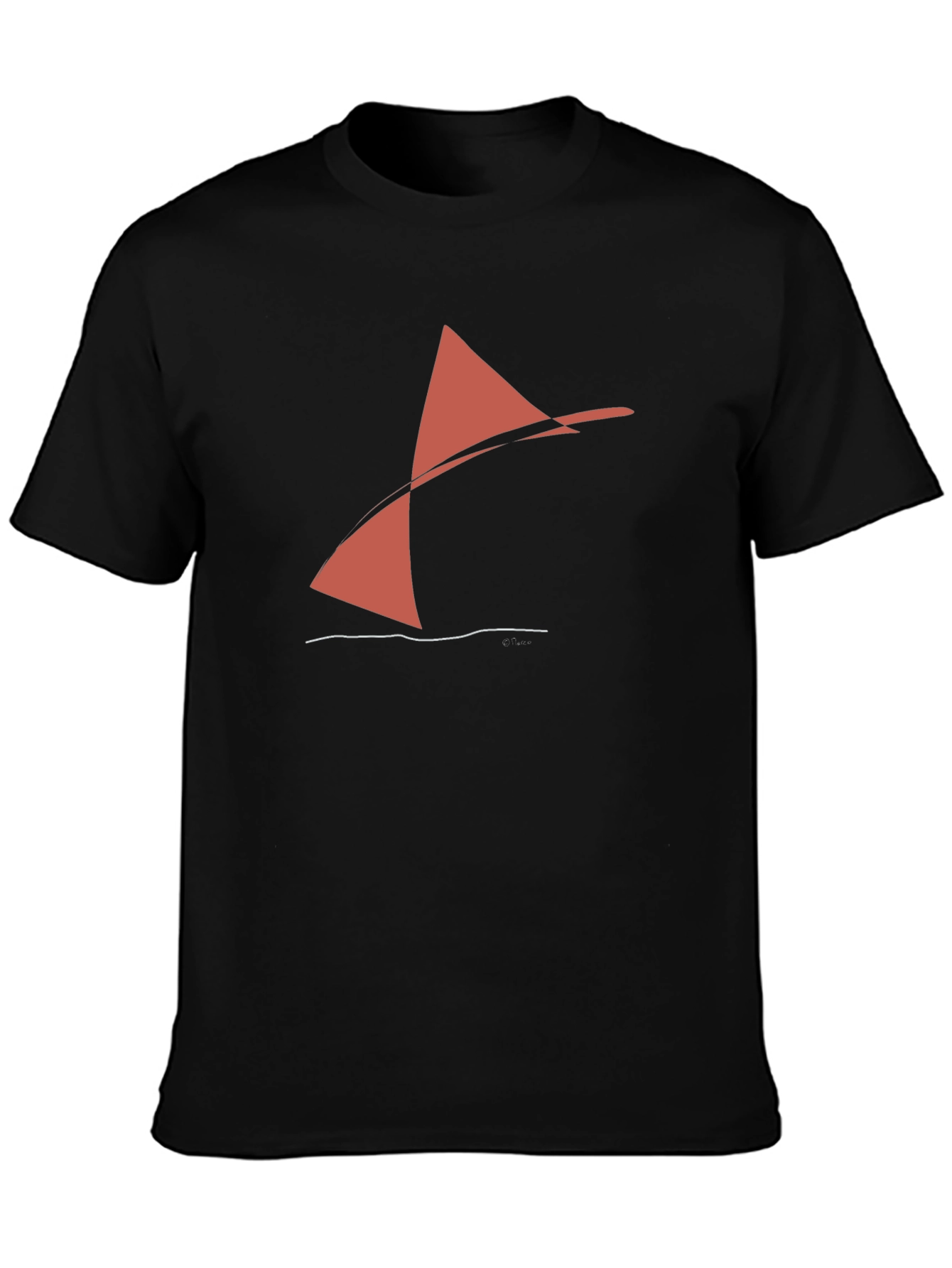 Abstract Sailboat Graphic Tee - Black