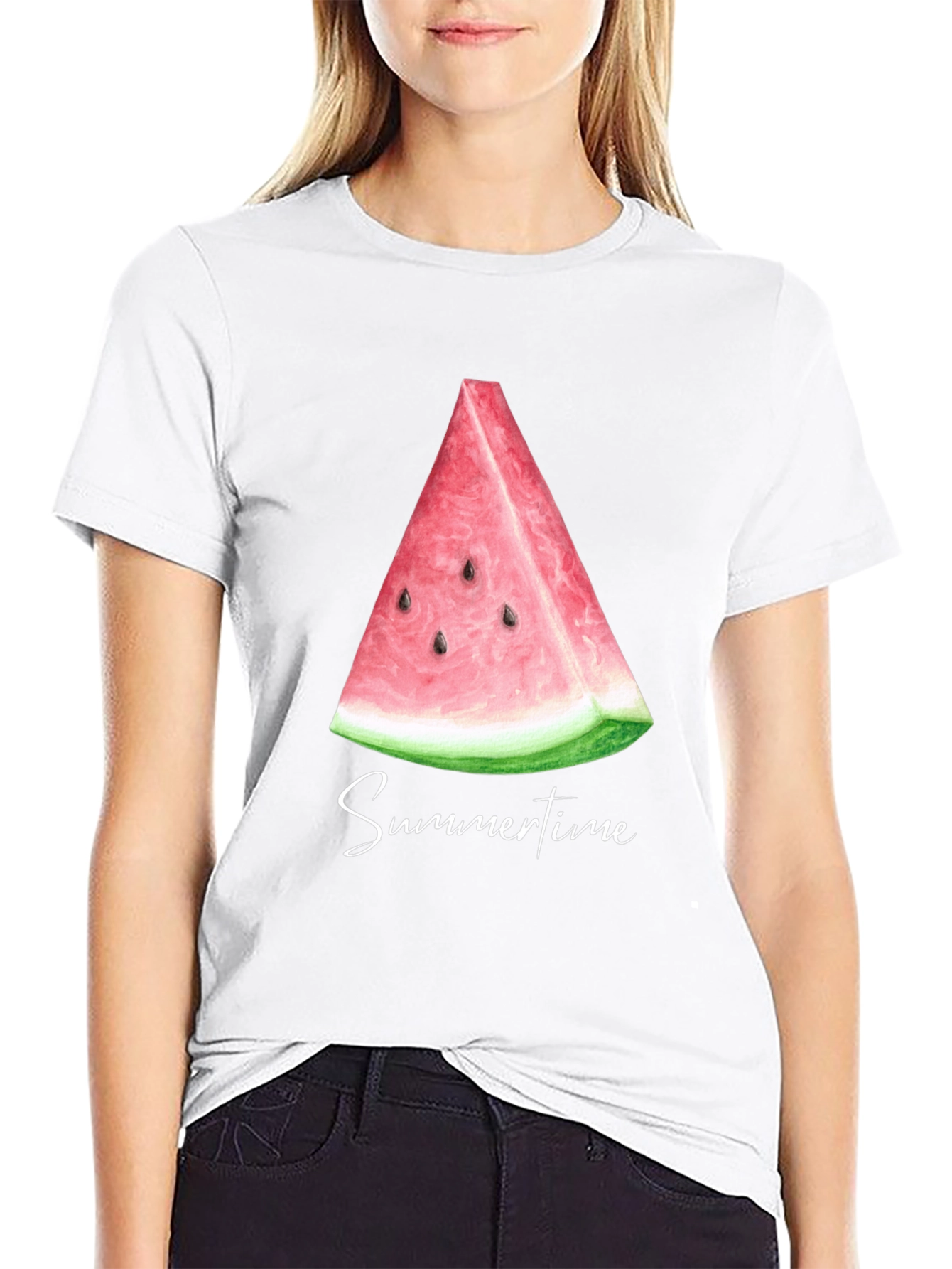 Summertime Watermelon Slice Black T-Shirt