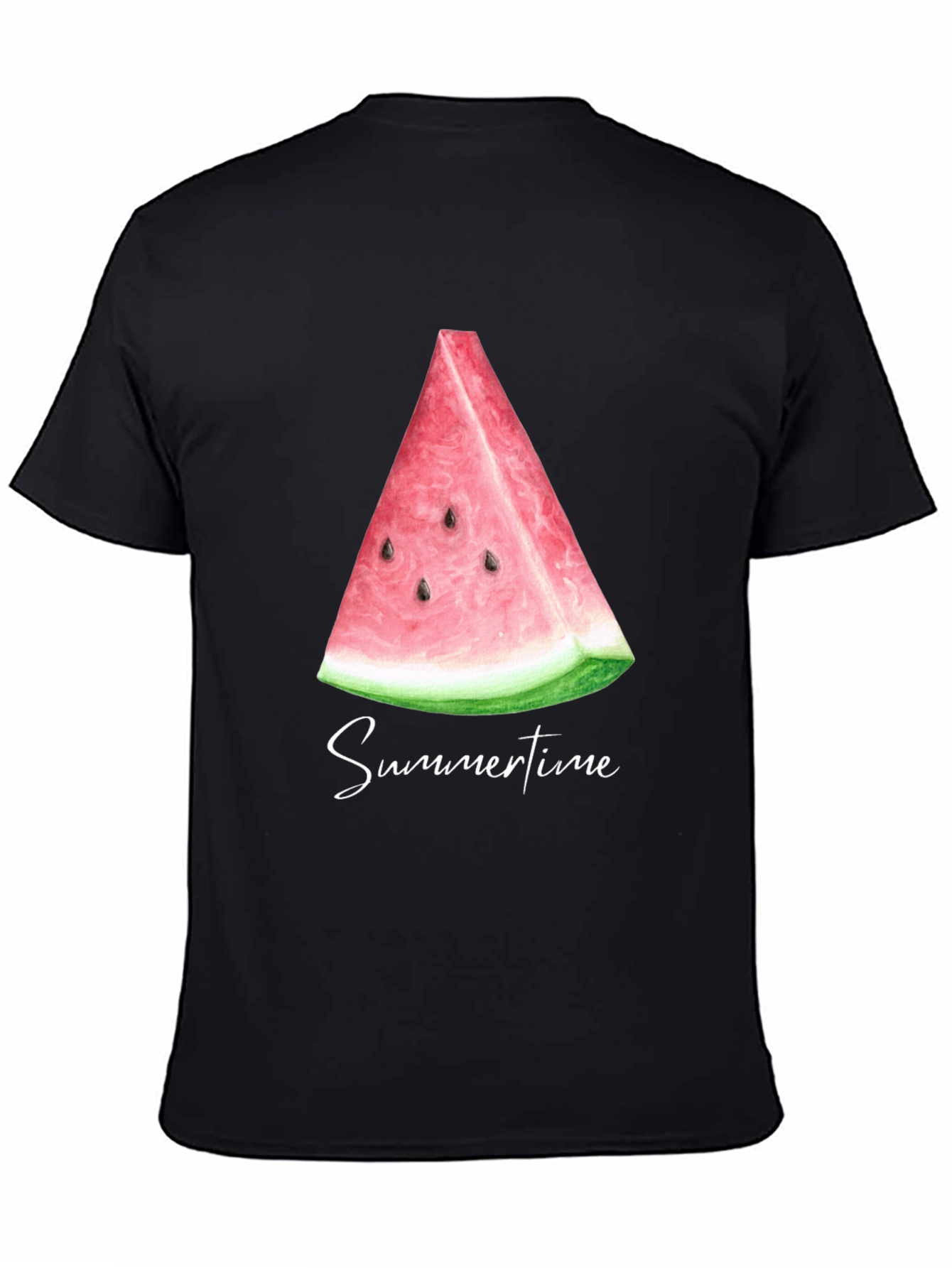 Summertime Watermelon Slice Black T-Shirt
