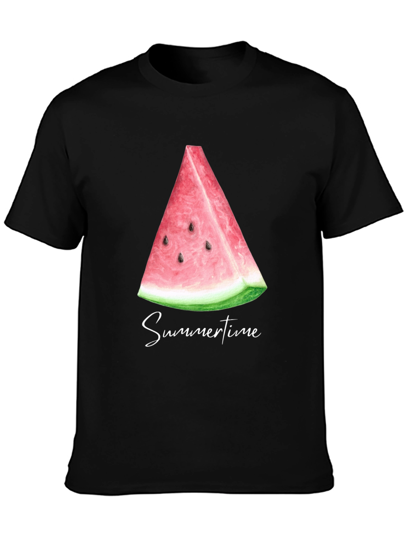 Summertime Watermelon Slice Black T-Shirt