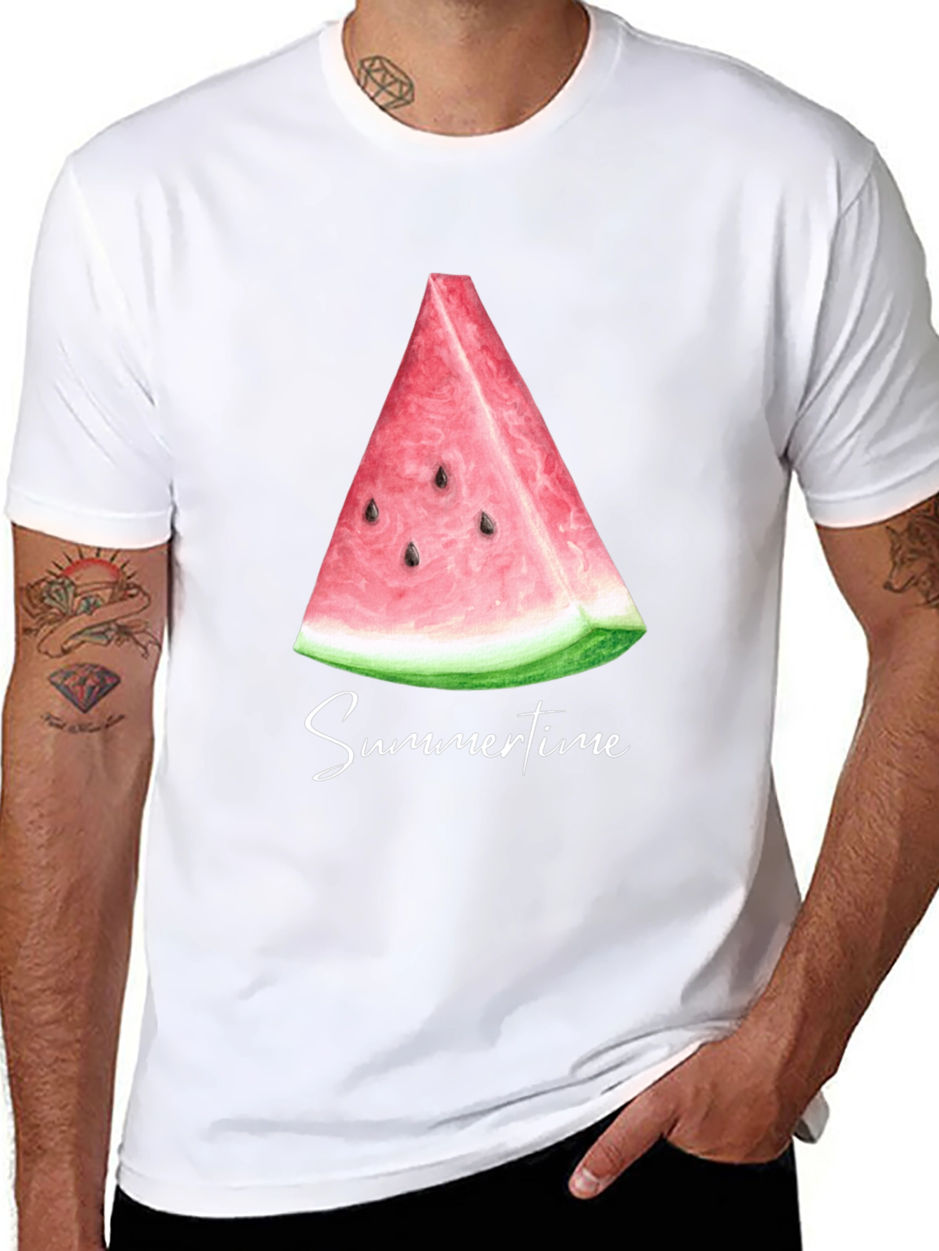 Summertime Watermelon Slice Black T-Shirt