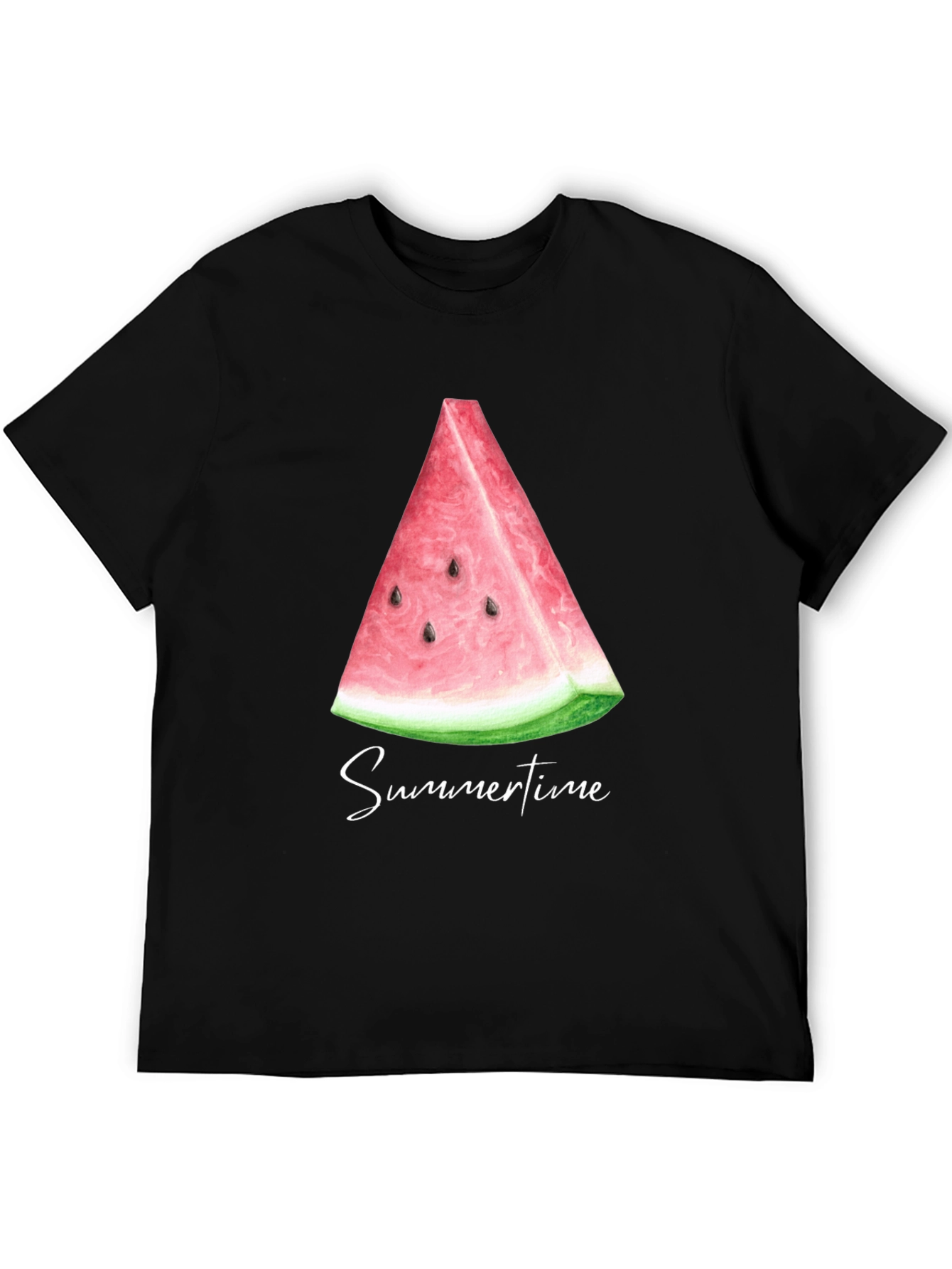 Summertime Watermelon Slice Black T-Shirt