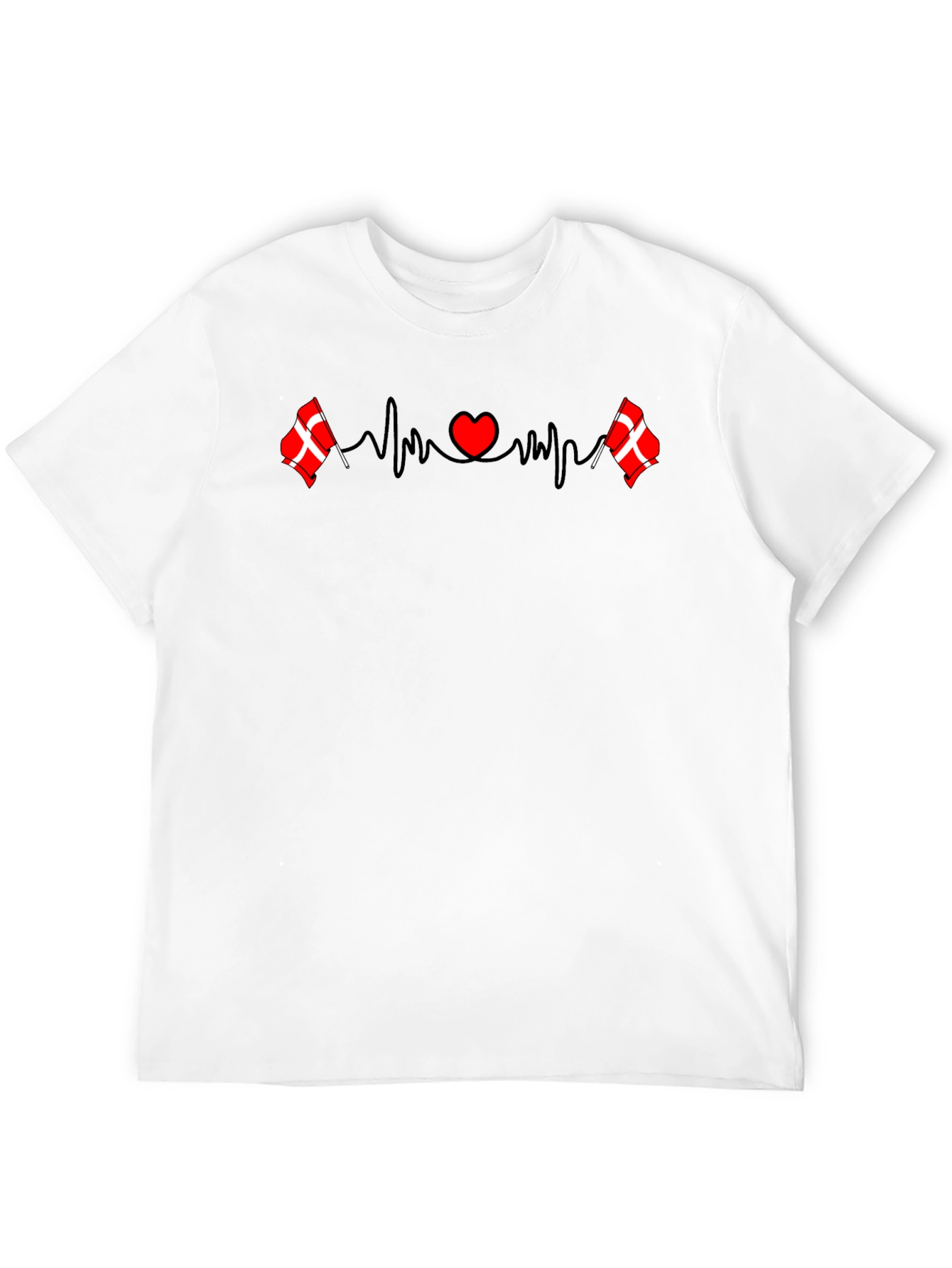 Danish Flag Heartbeat T-Shirt - Denmark Pride Tee