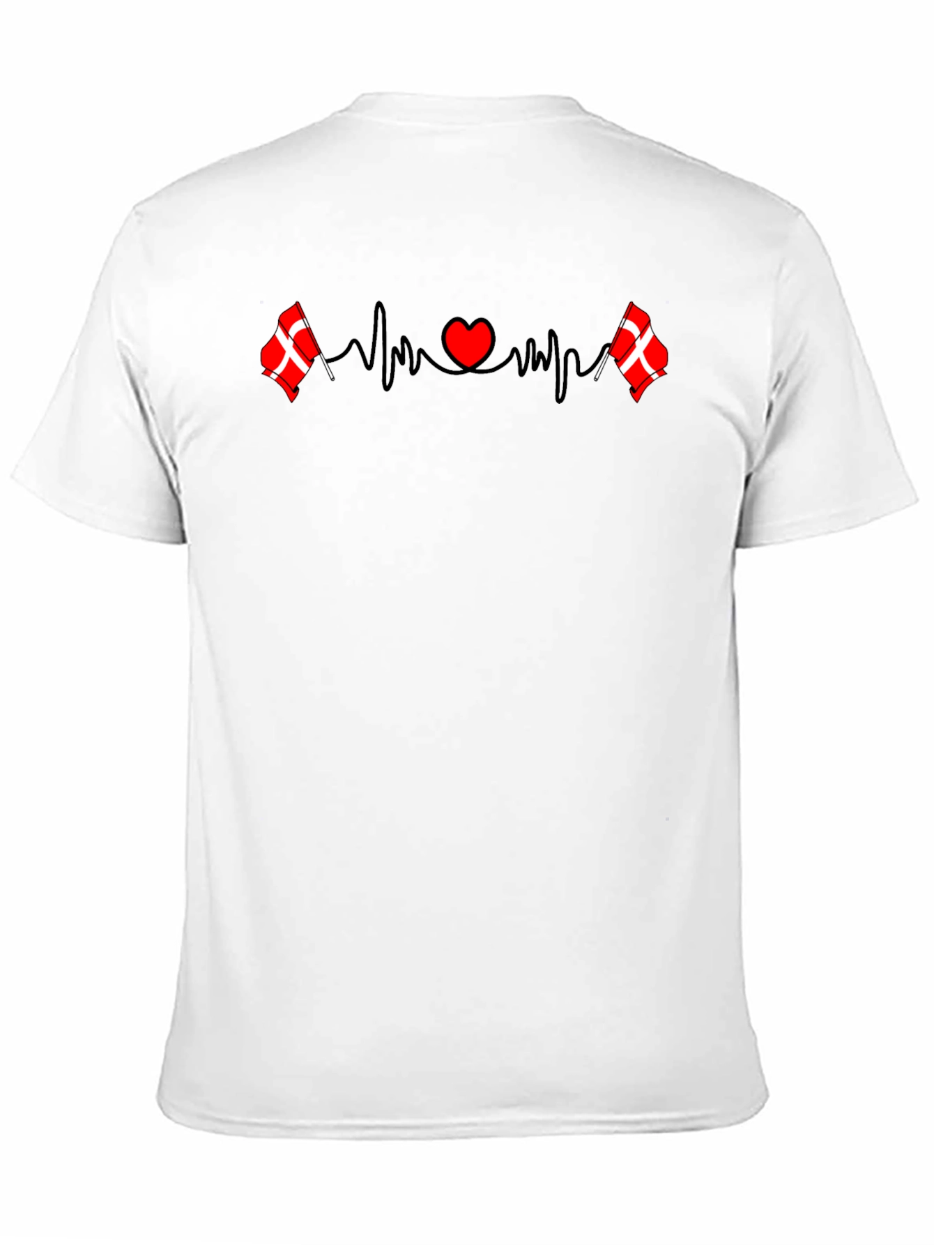 Danish Flag Heartbeat T-Shirt - Denmark Pride Tee