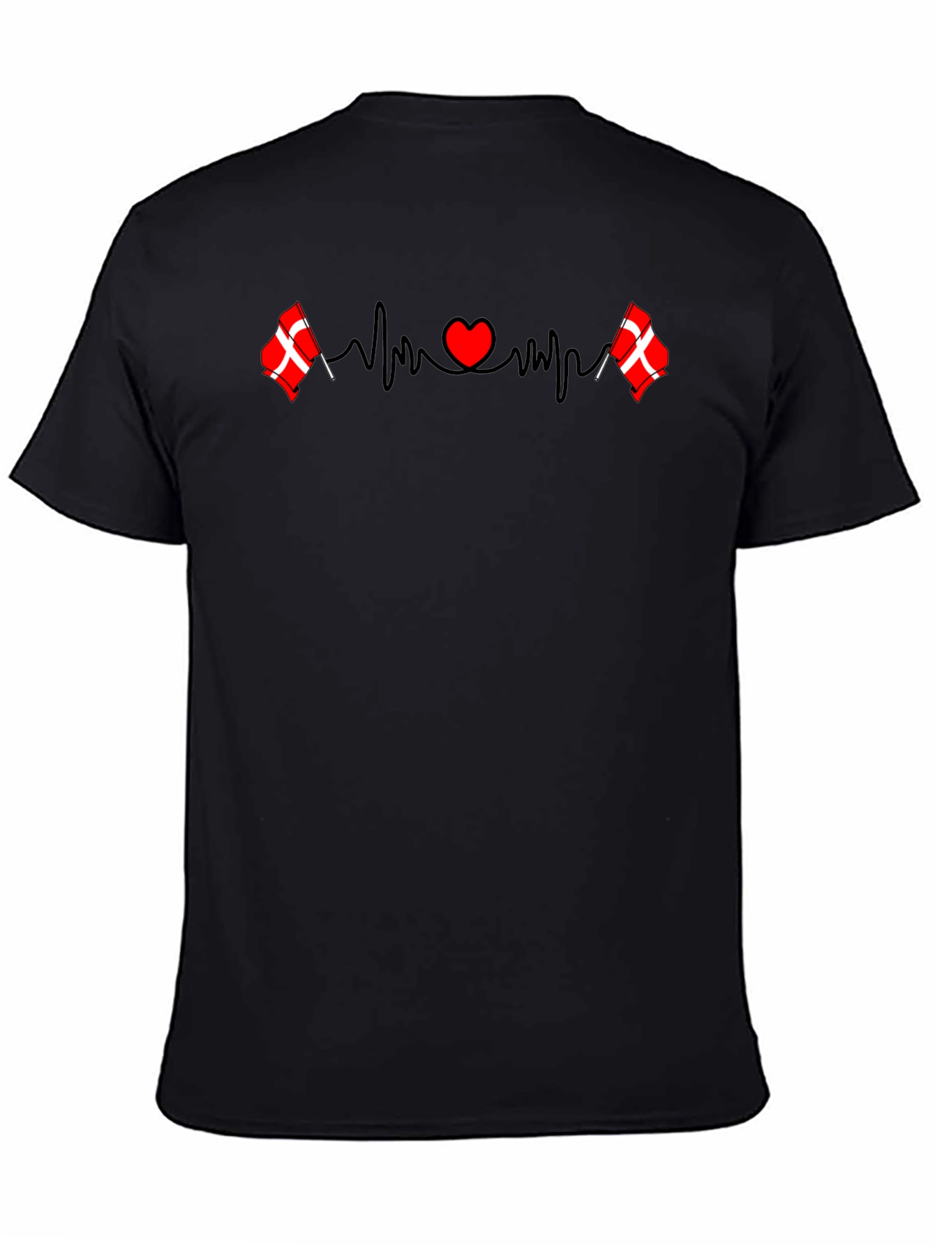 Danish Flag Heartbeat T-Shirt - Denmark Pride Tee