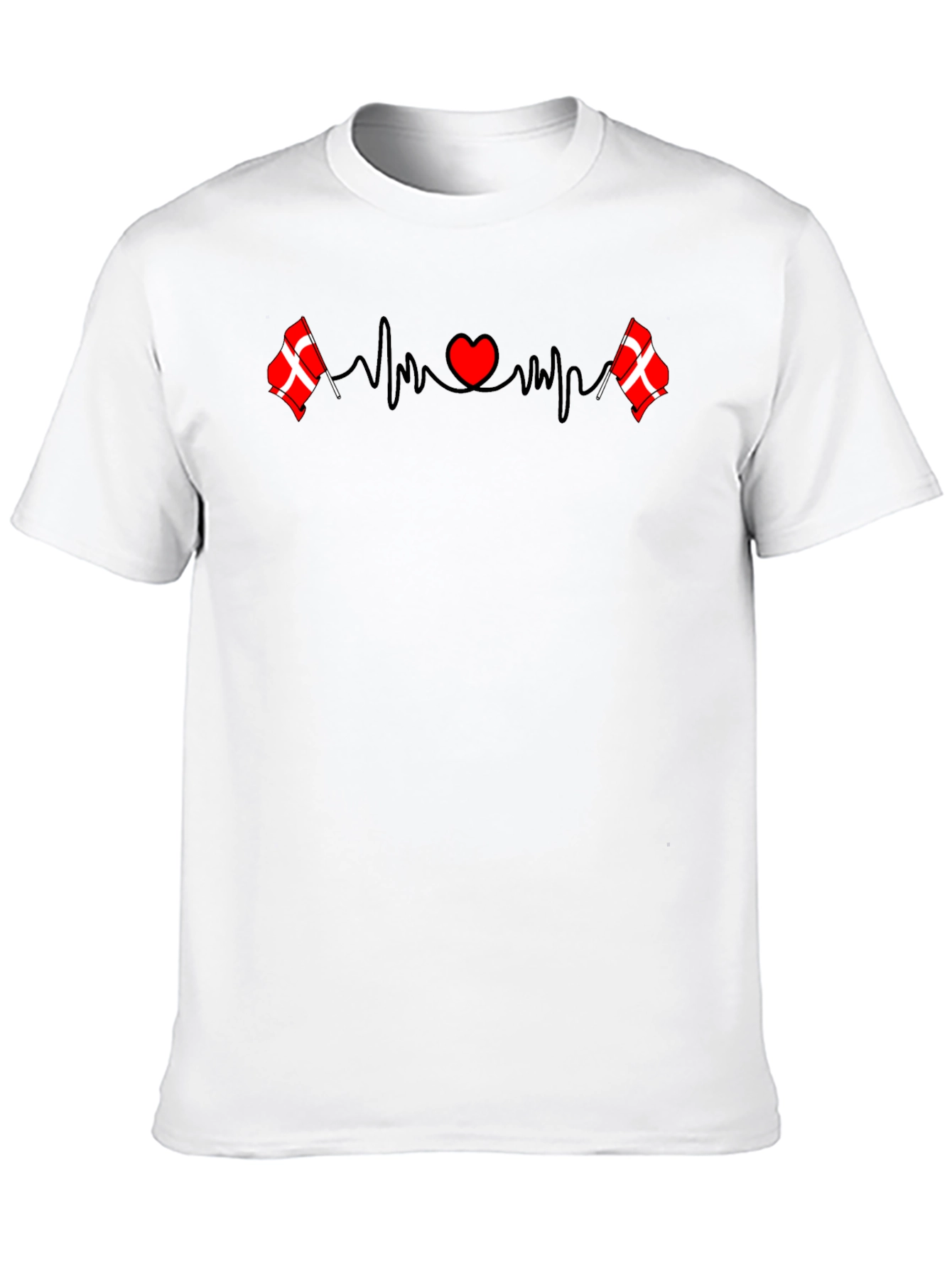 Danish Flag Heartbeat T-Shirt - Denmark Pride Tee