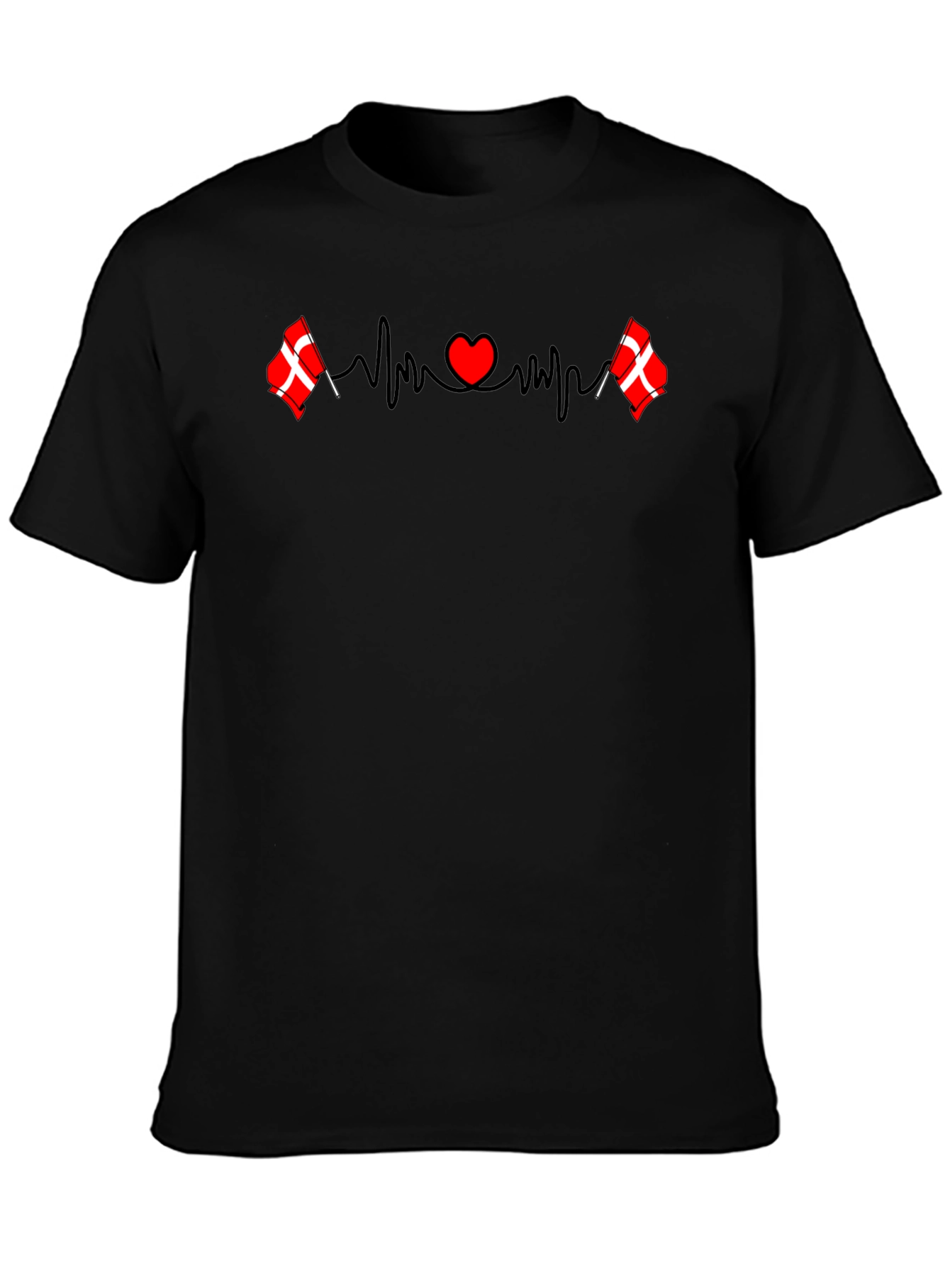 Danish Flag Heartbeat T-Shirt - Denmark Pride Tee