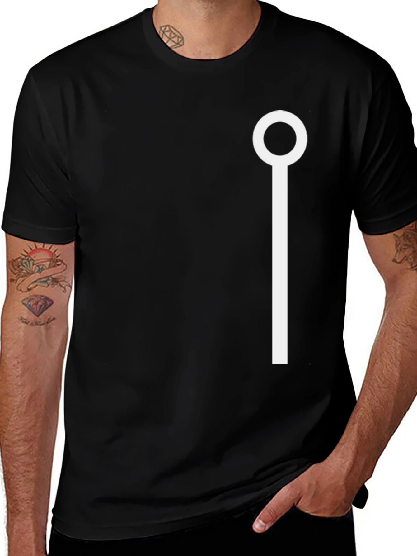 Minimalist White Design on Black T-Shirt