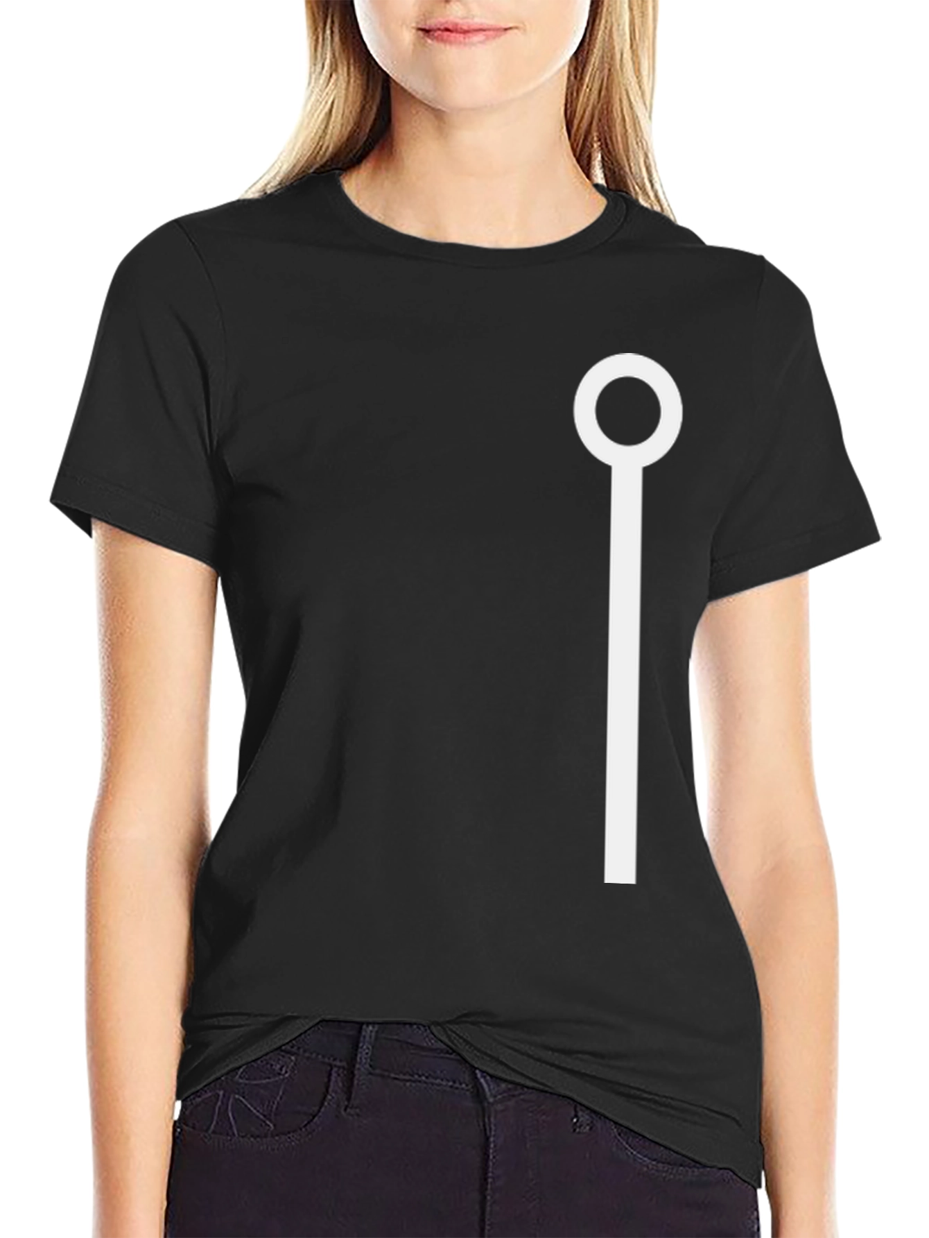 Minimalist White Design on Black T-Shirt