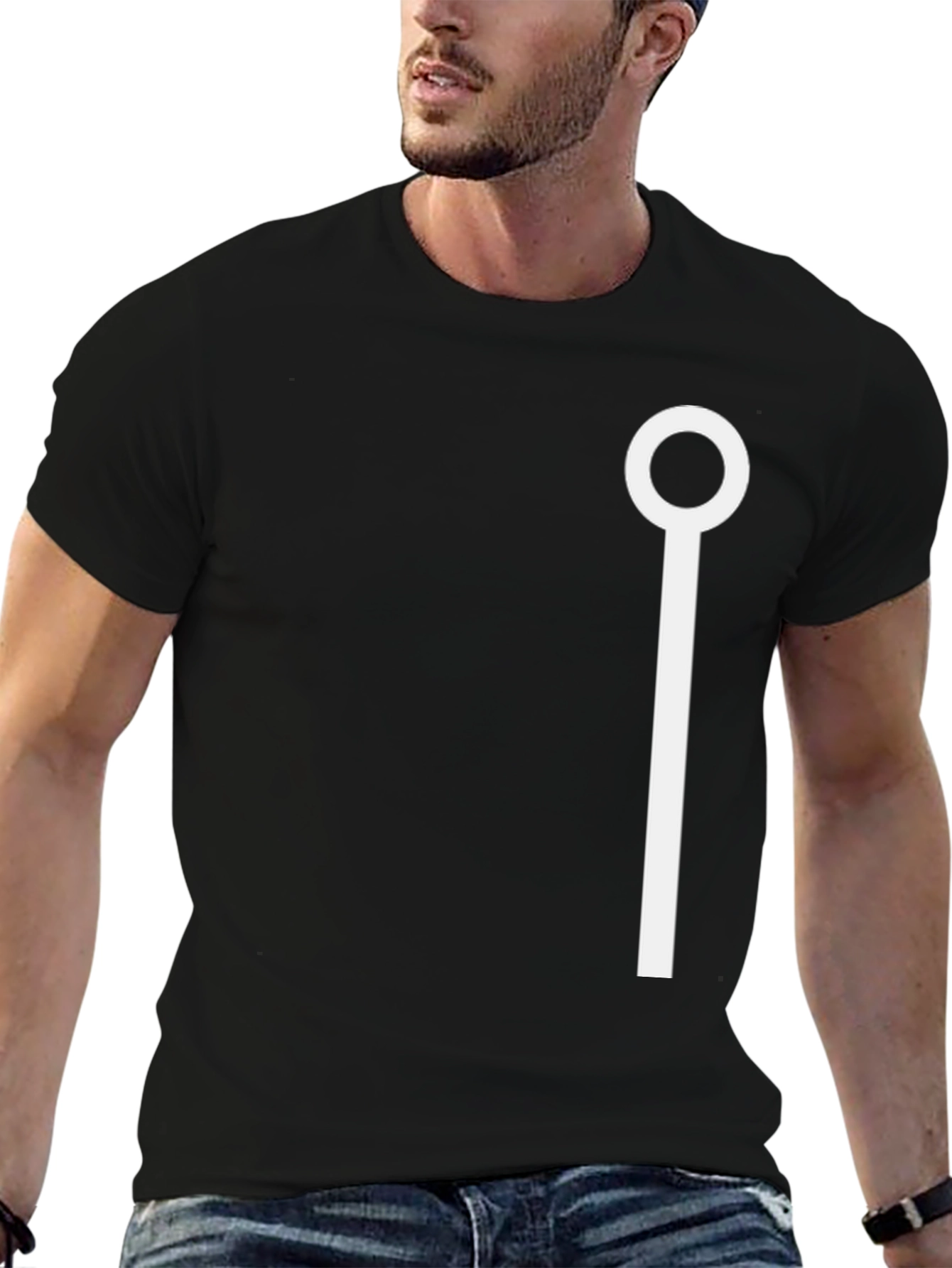 Minimalist White Design on Black T-Shirt
