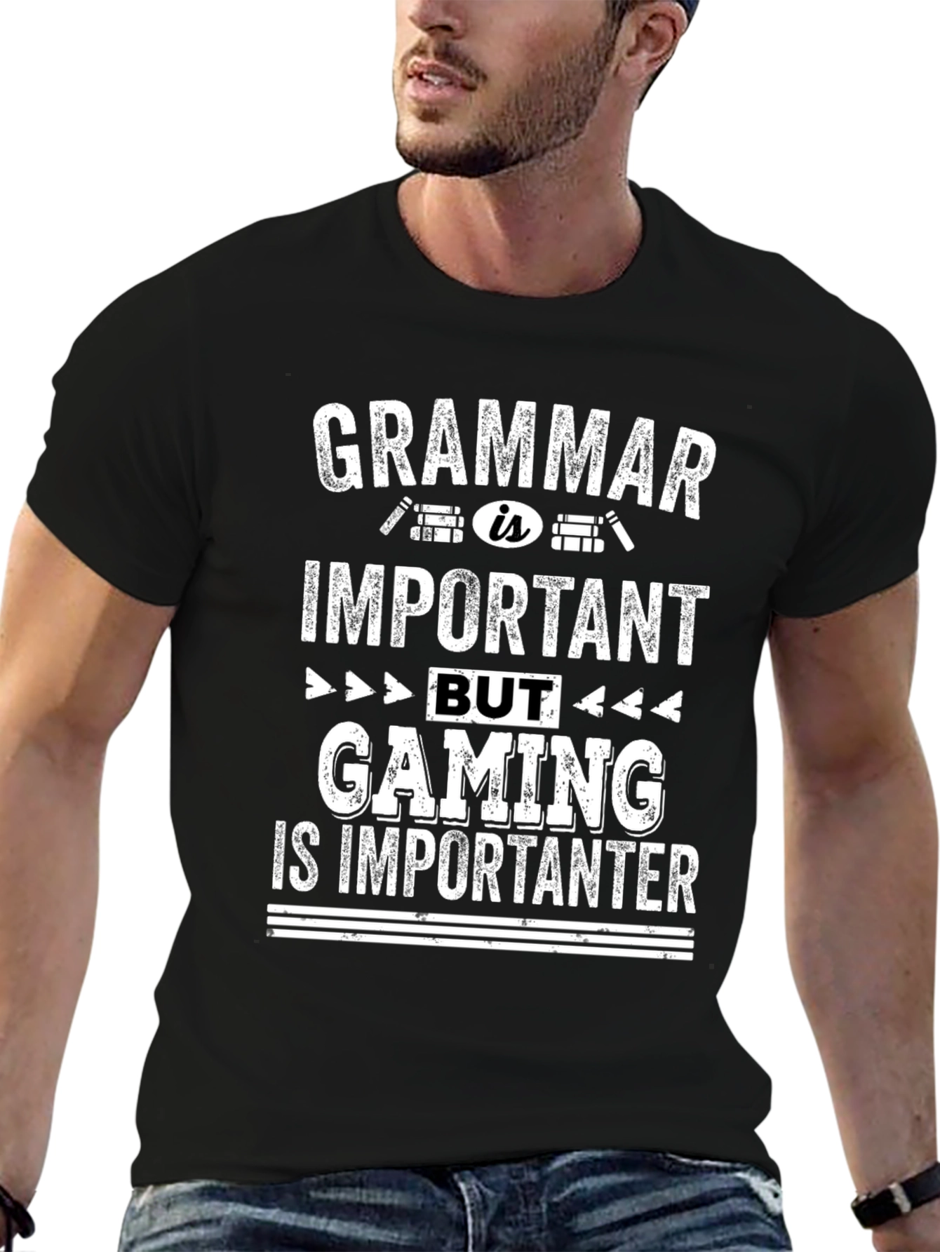 Grammar vs Gaming T-Shirt: Gamer Gift