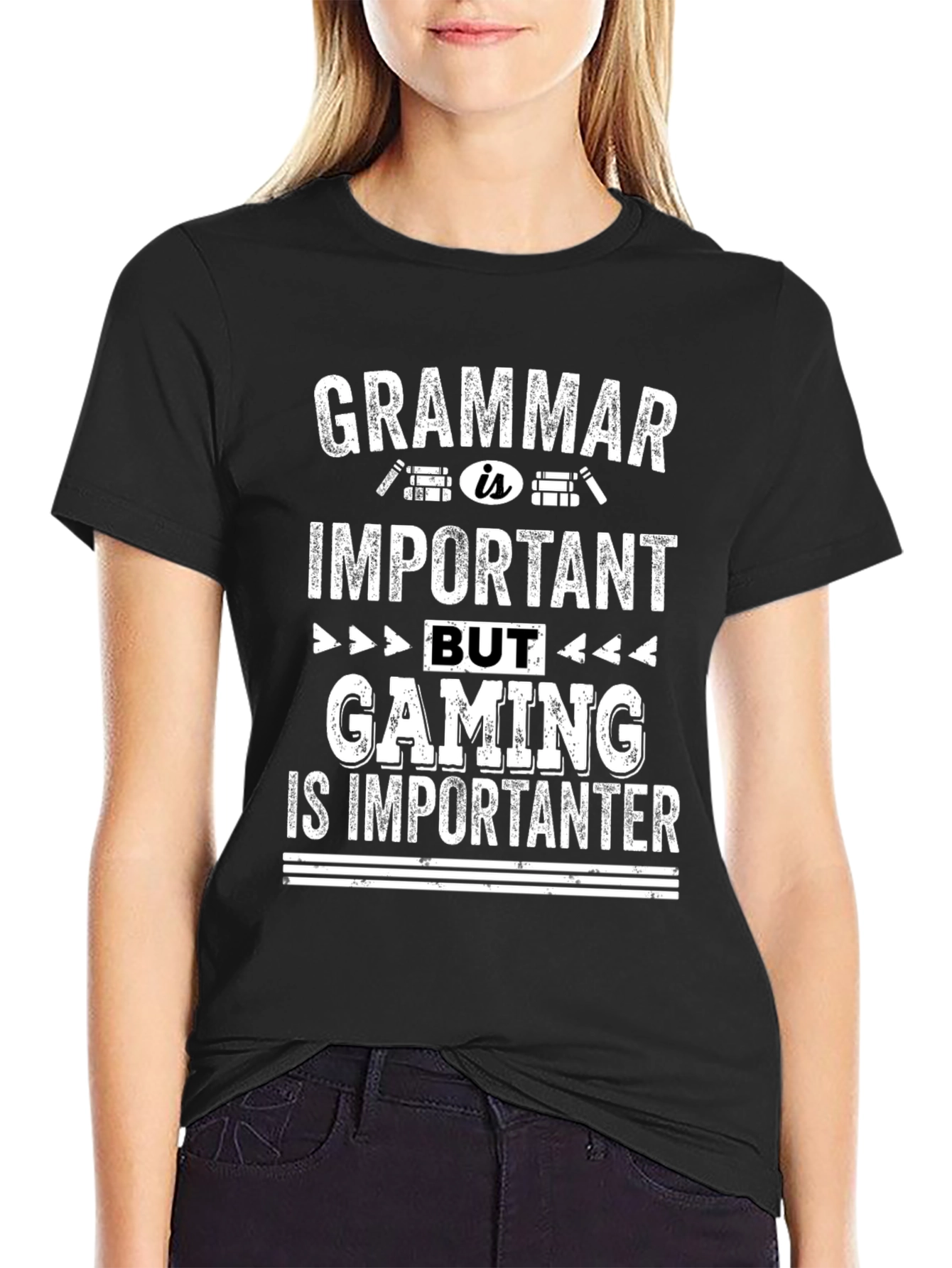 Grammar vs Gaming T-Shirt: Gamer Gift