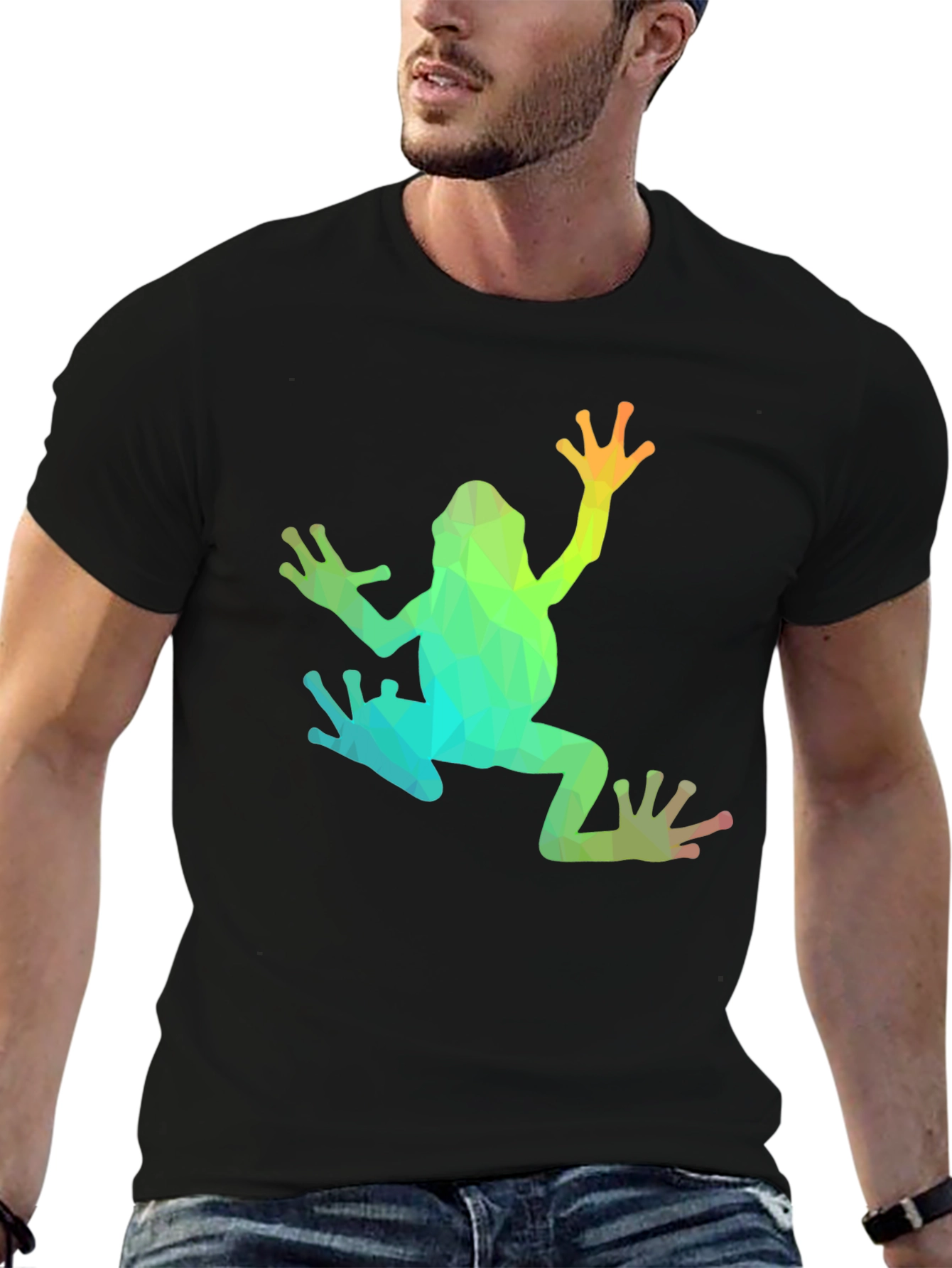 Geometric Frog Graphic T-Shirt - Black