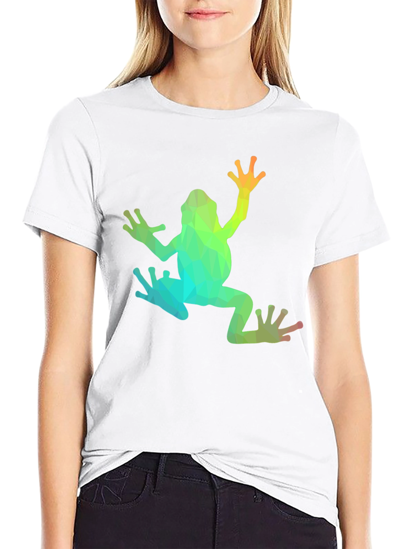 Geometric Frog Graphic T-Shirt - Black