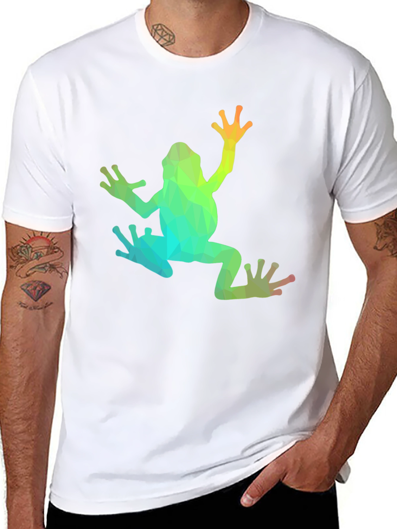 Geometric Frog Graphic T-Shirt - Black