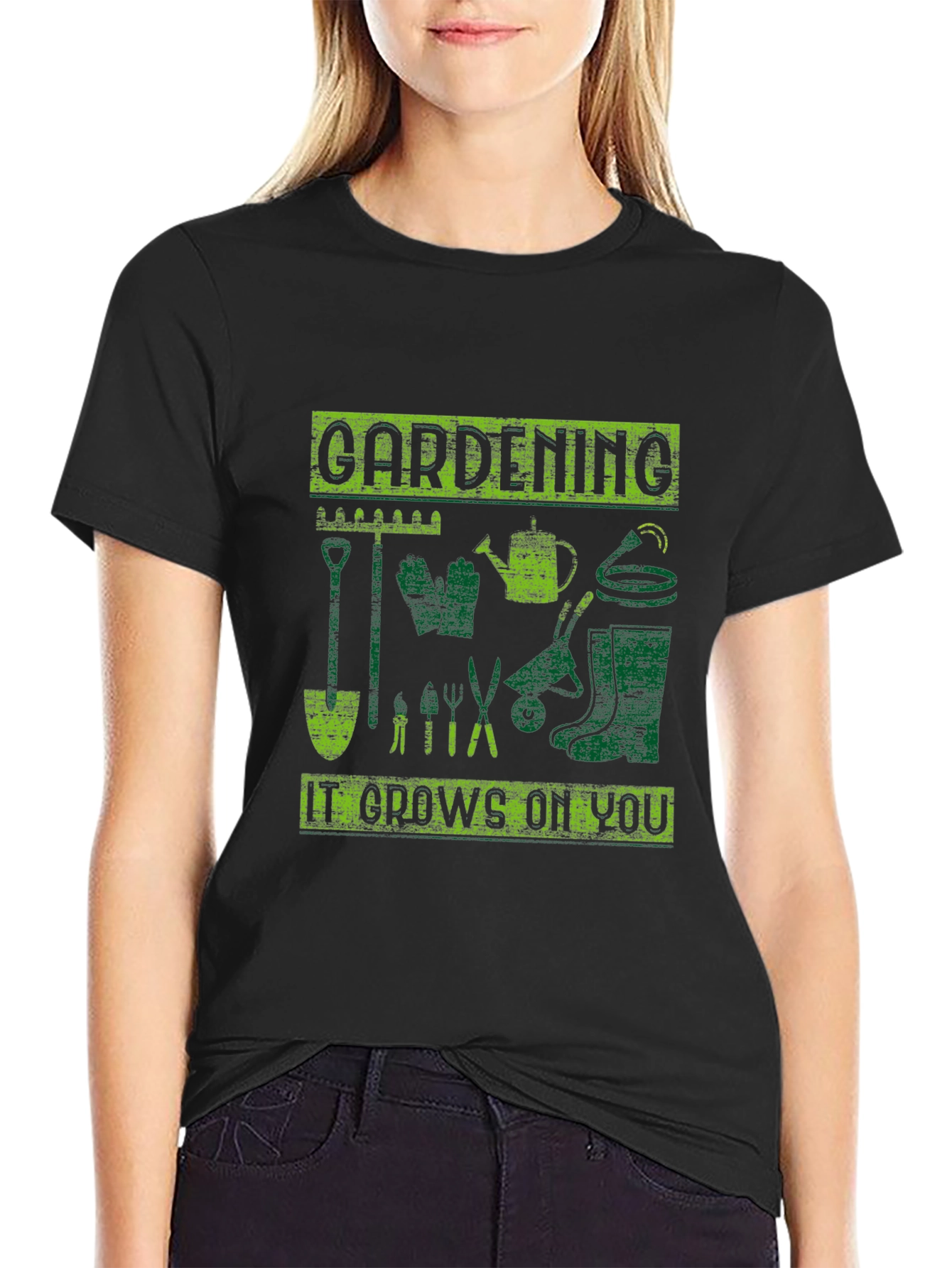 Gardening It Grows On You Black T-Shirt