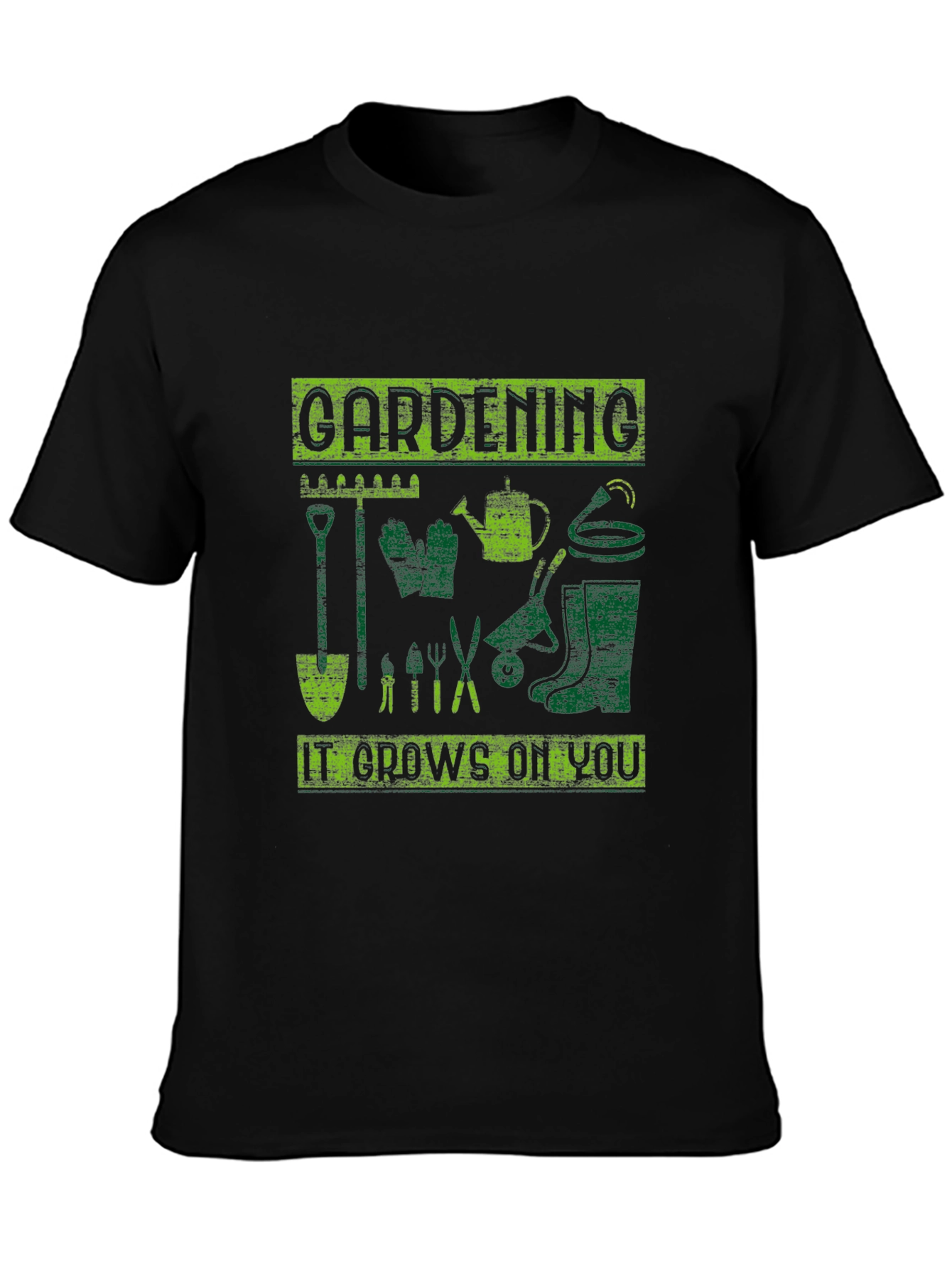 Gardening It Grows On You Black T-Shirt