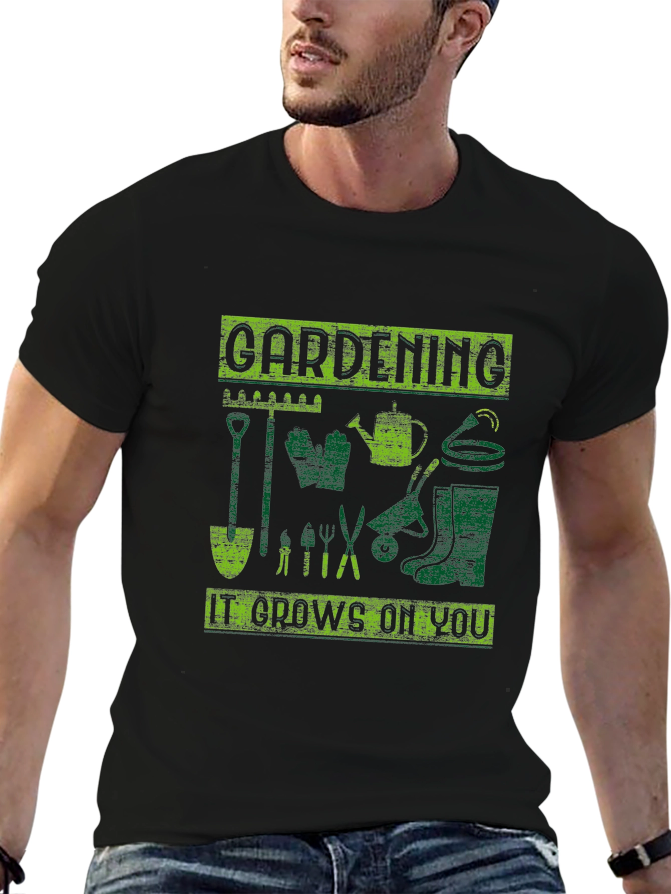 Gardening It Grows On You Black T-Shirt