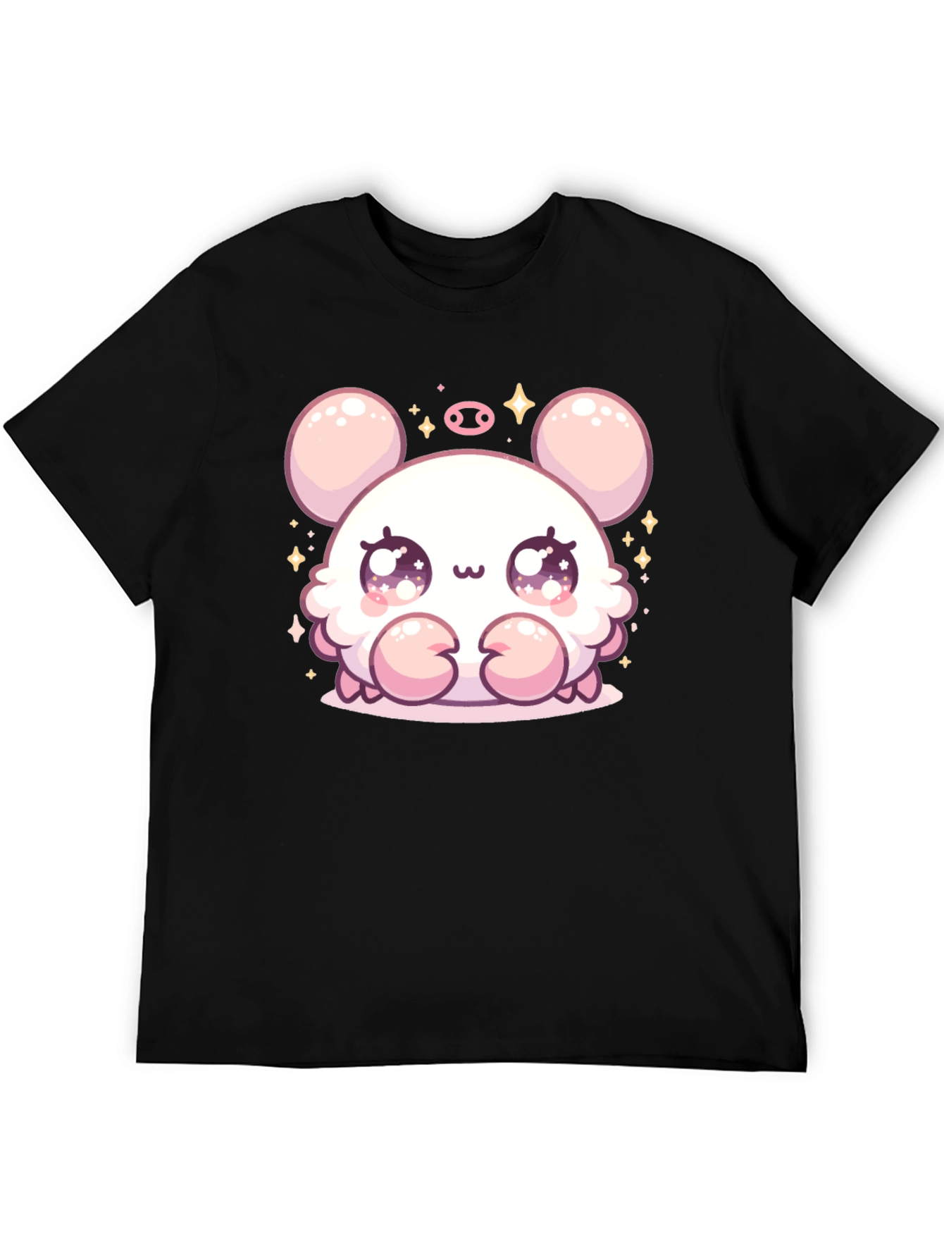 Cute Cartoon Crab Graphic Black Tee