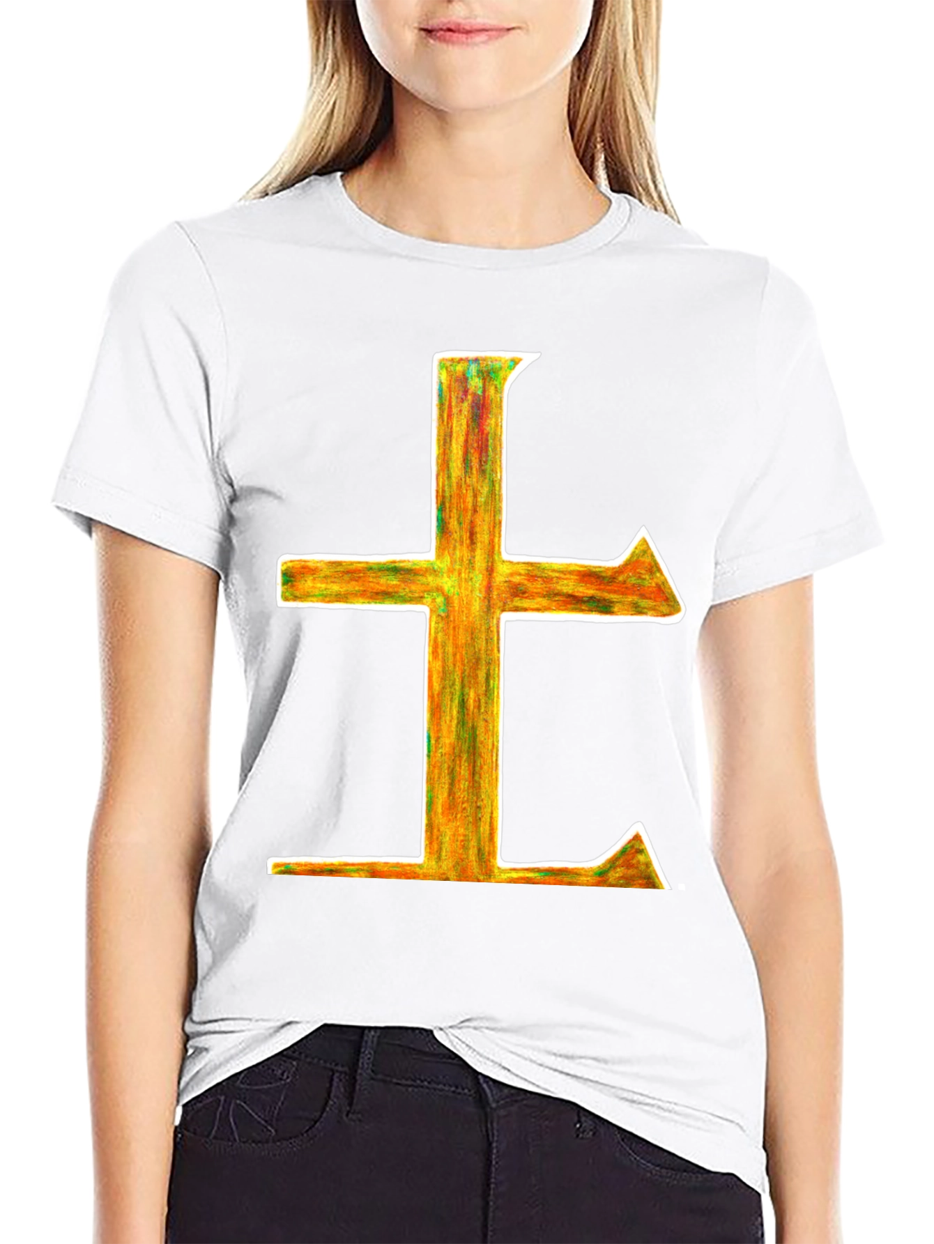 Abstract Cross Graphic Tee - Unisex Black T-Shirt