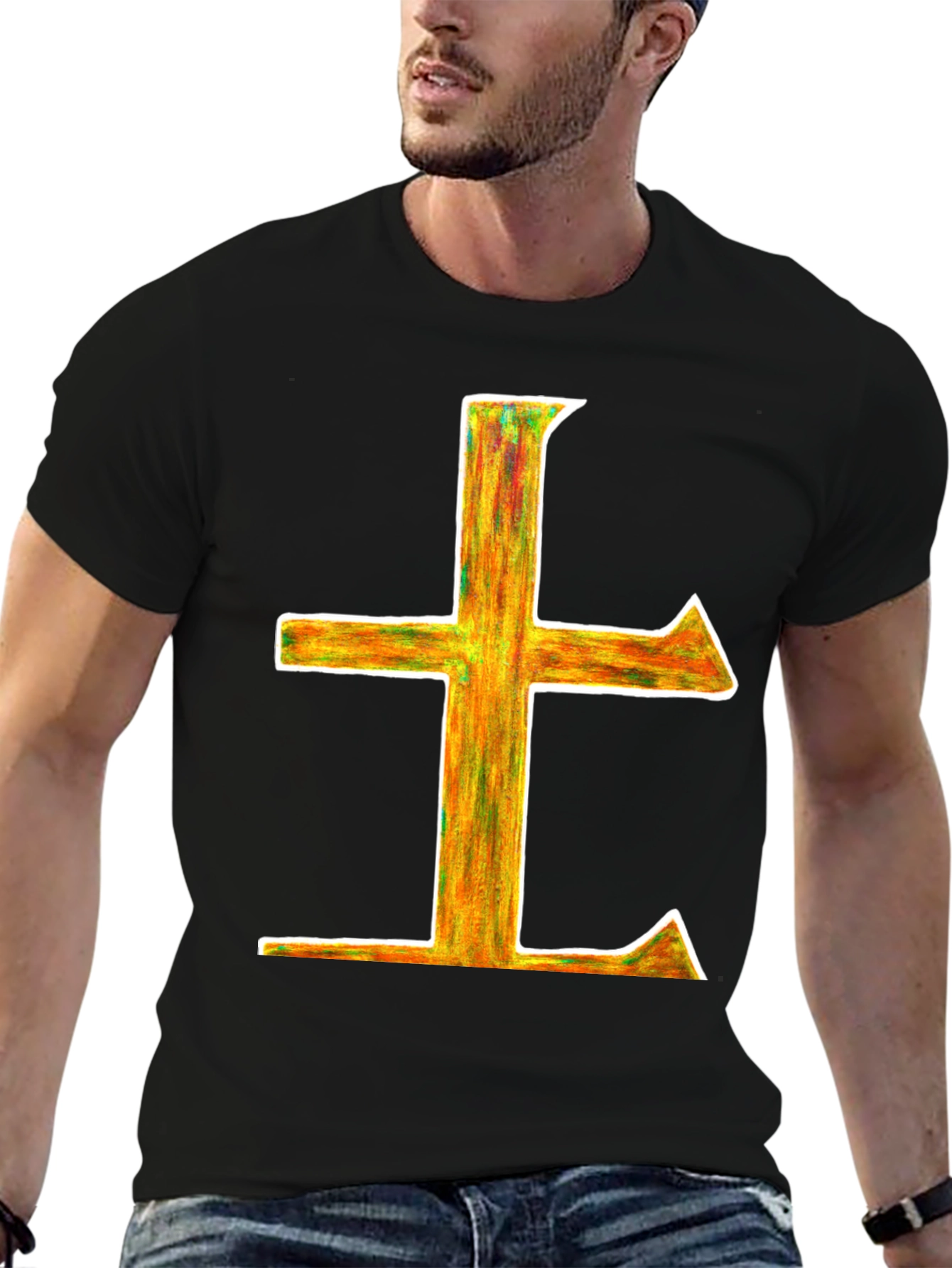 Abstract Cross Graphic Tee - Unisex Black T-Shirt