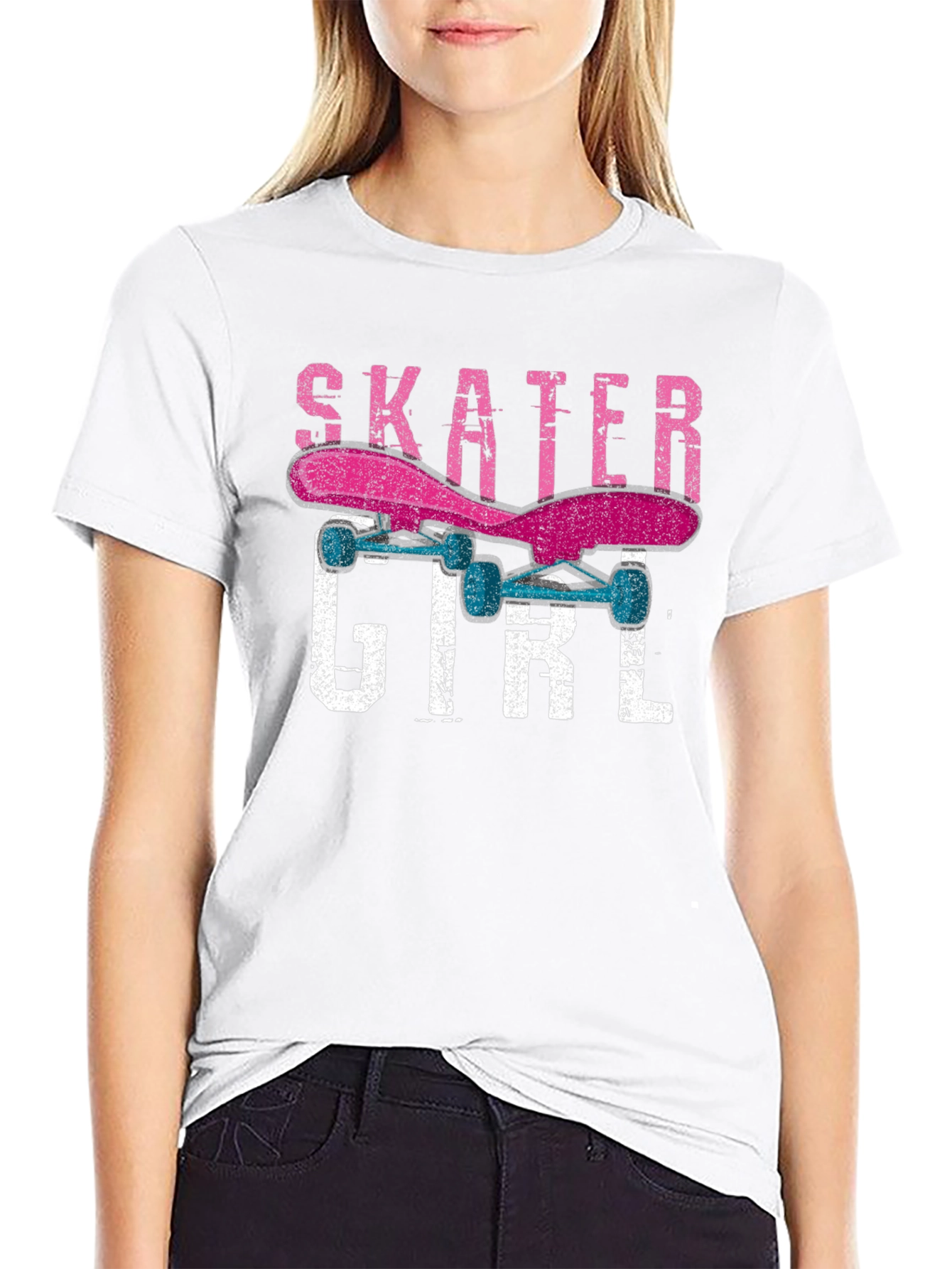 Skater Girl Graphic Tee - Trendy Skateboard Shirt
