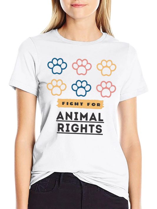Animal Rights T-Shirt with Paw Prints
