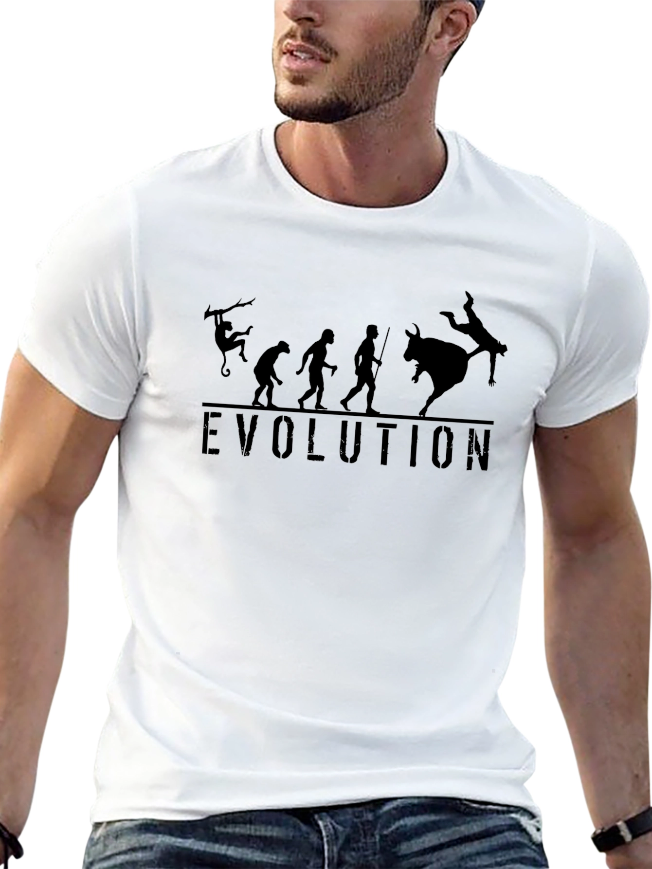 Evolution Bull Riding Graphic T-Shirt - Black