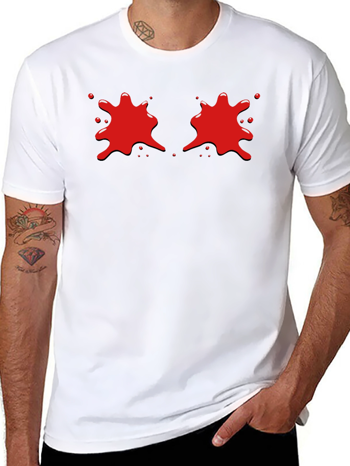 Red Splatter Graphic Black T-Shirt