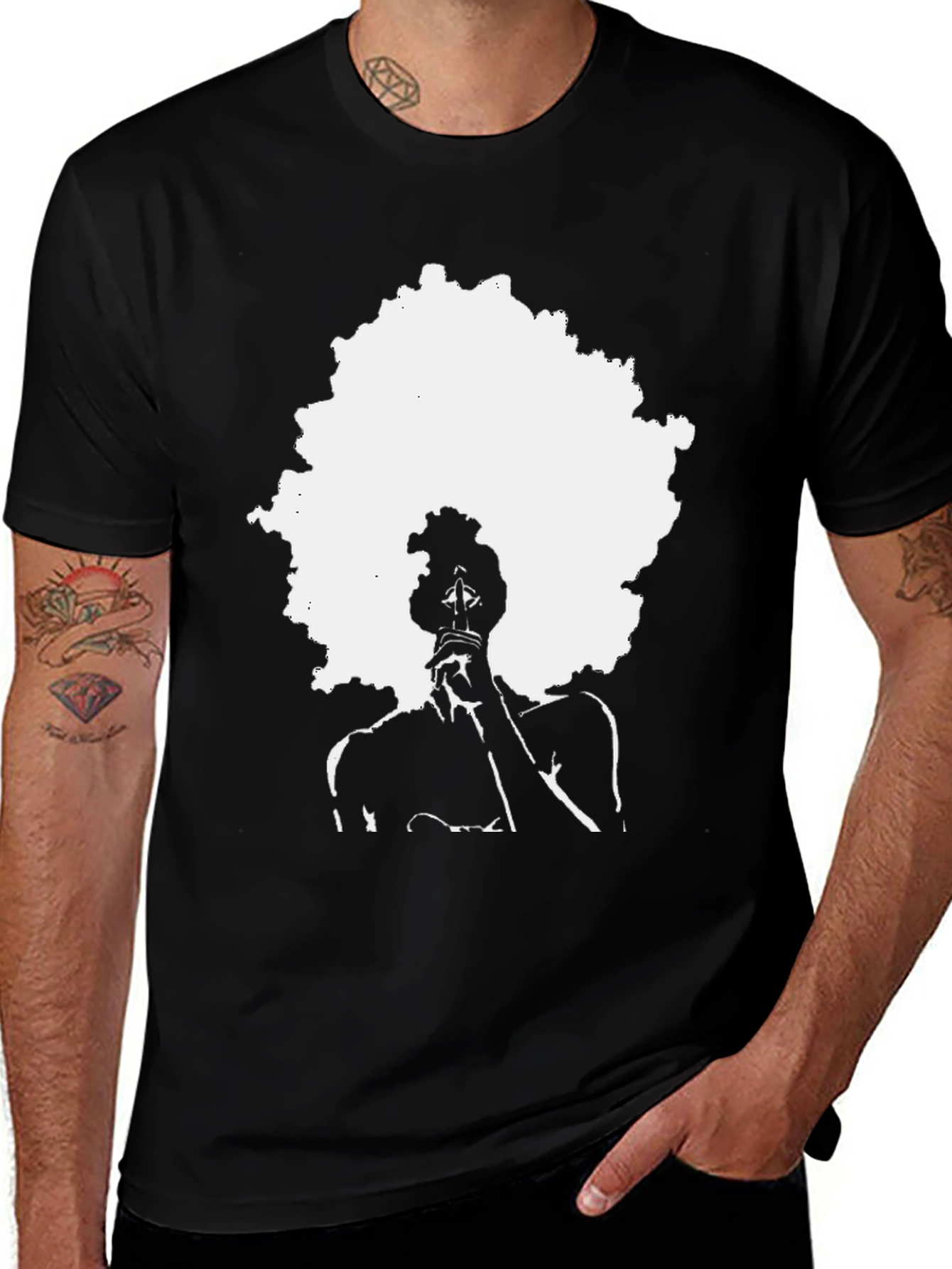 Afro Silhouette Graphic Print Tee