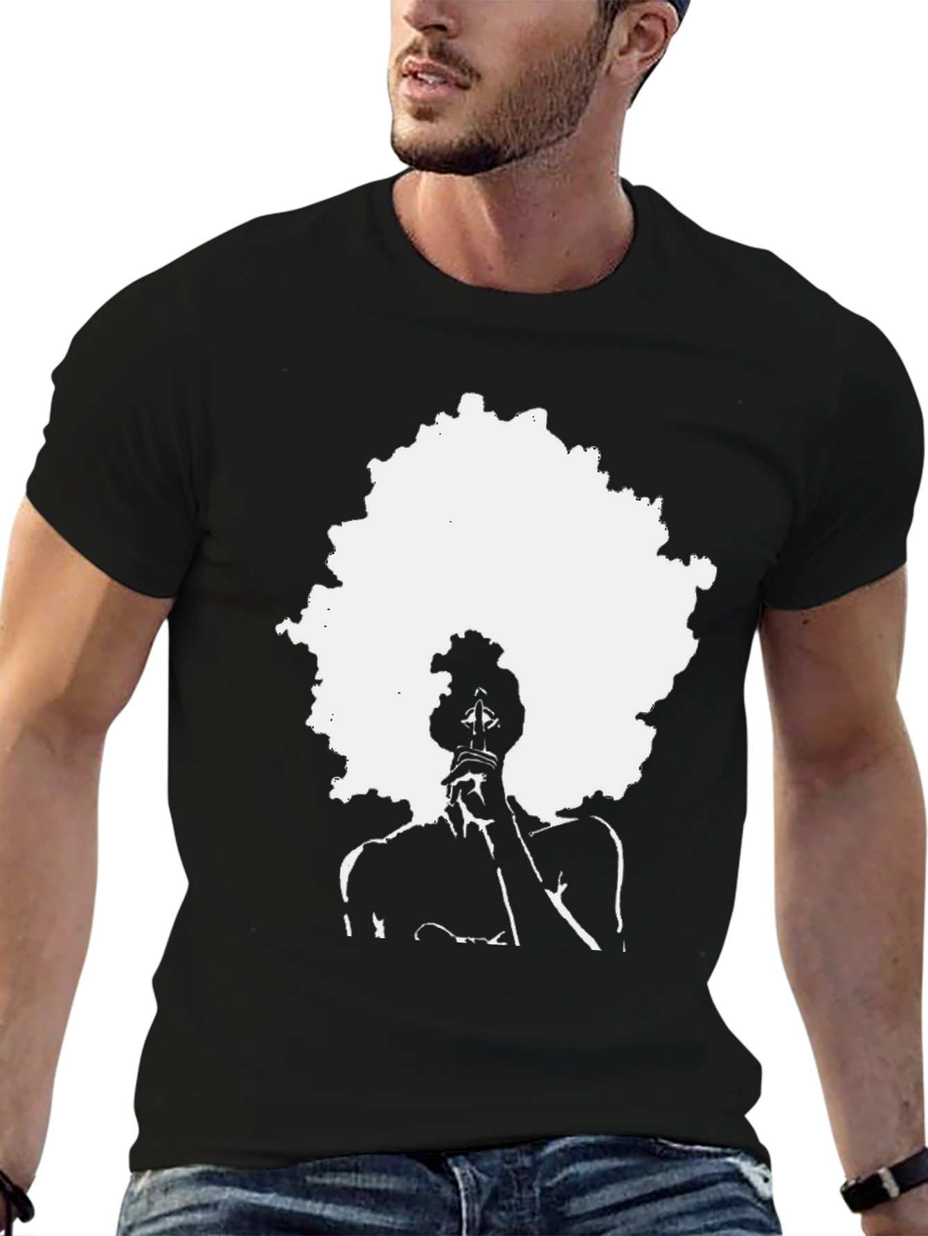 Afro Silhouette Graphic Print Tee