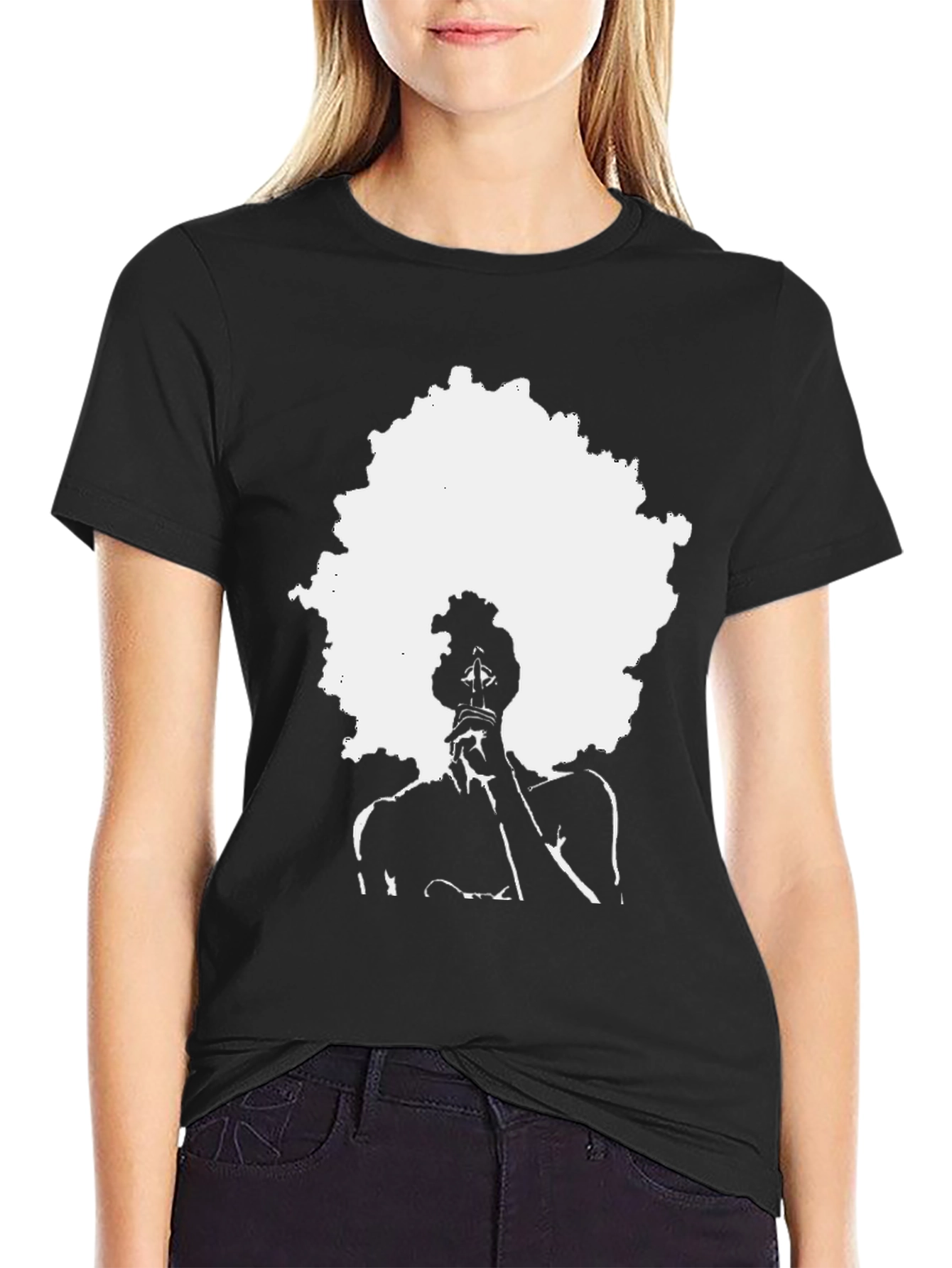 Afro Silhouette Graphic Print Tee