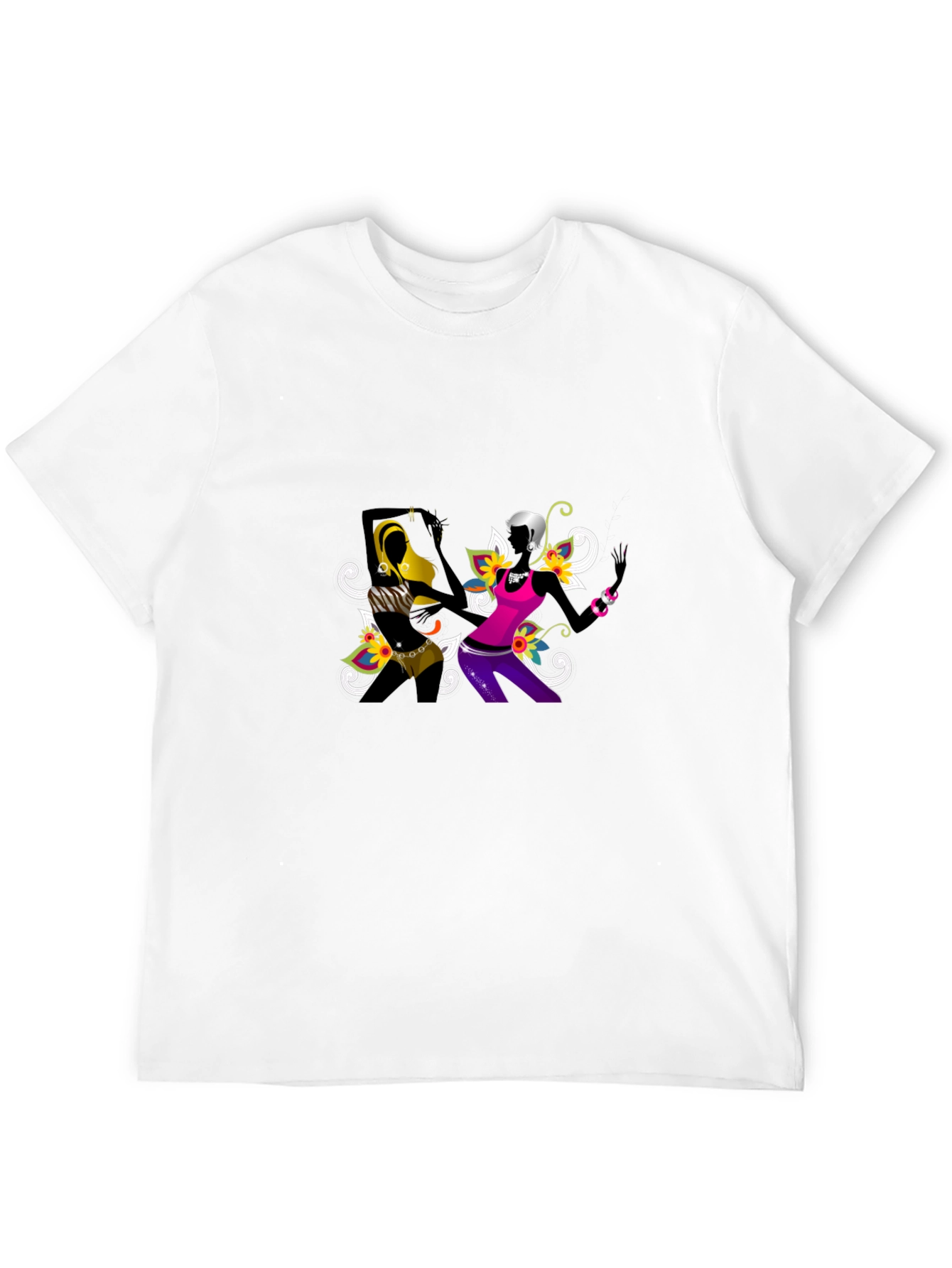 Funky Black Tee with Abstract Dancers