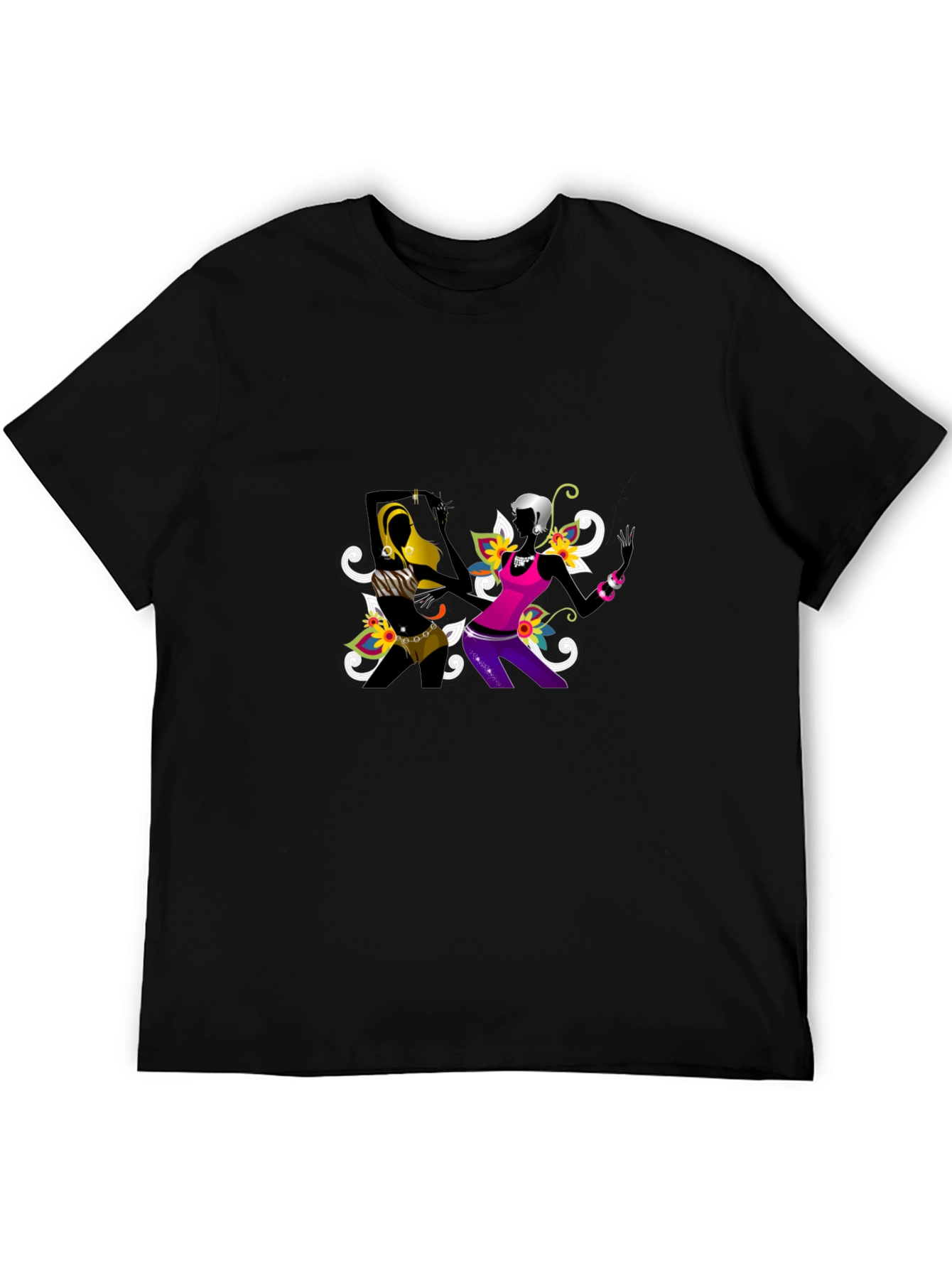 Funky Black Tee with Abstract Dancers