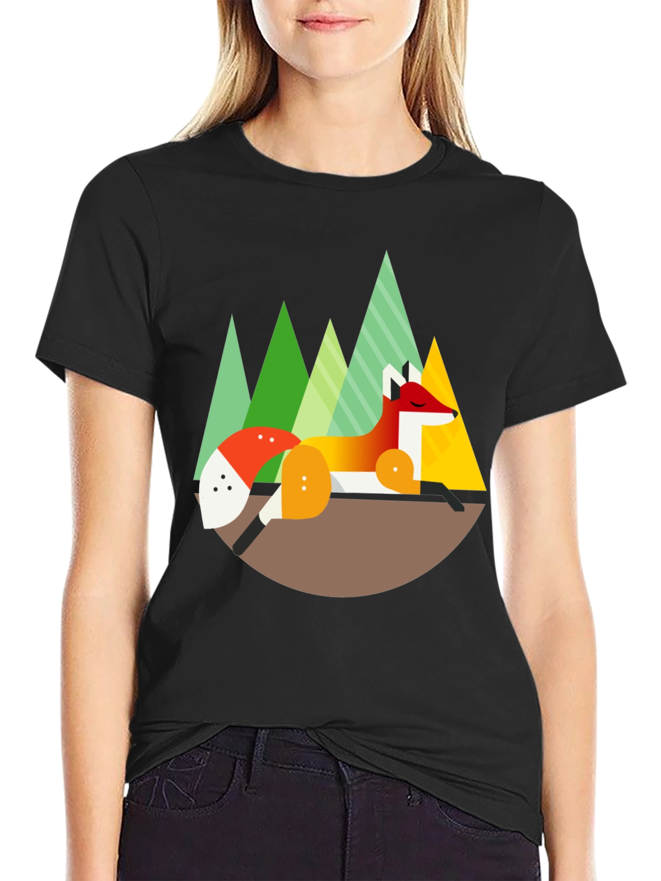 Geometric Fox Graphic Tee - Nature Inspired Design