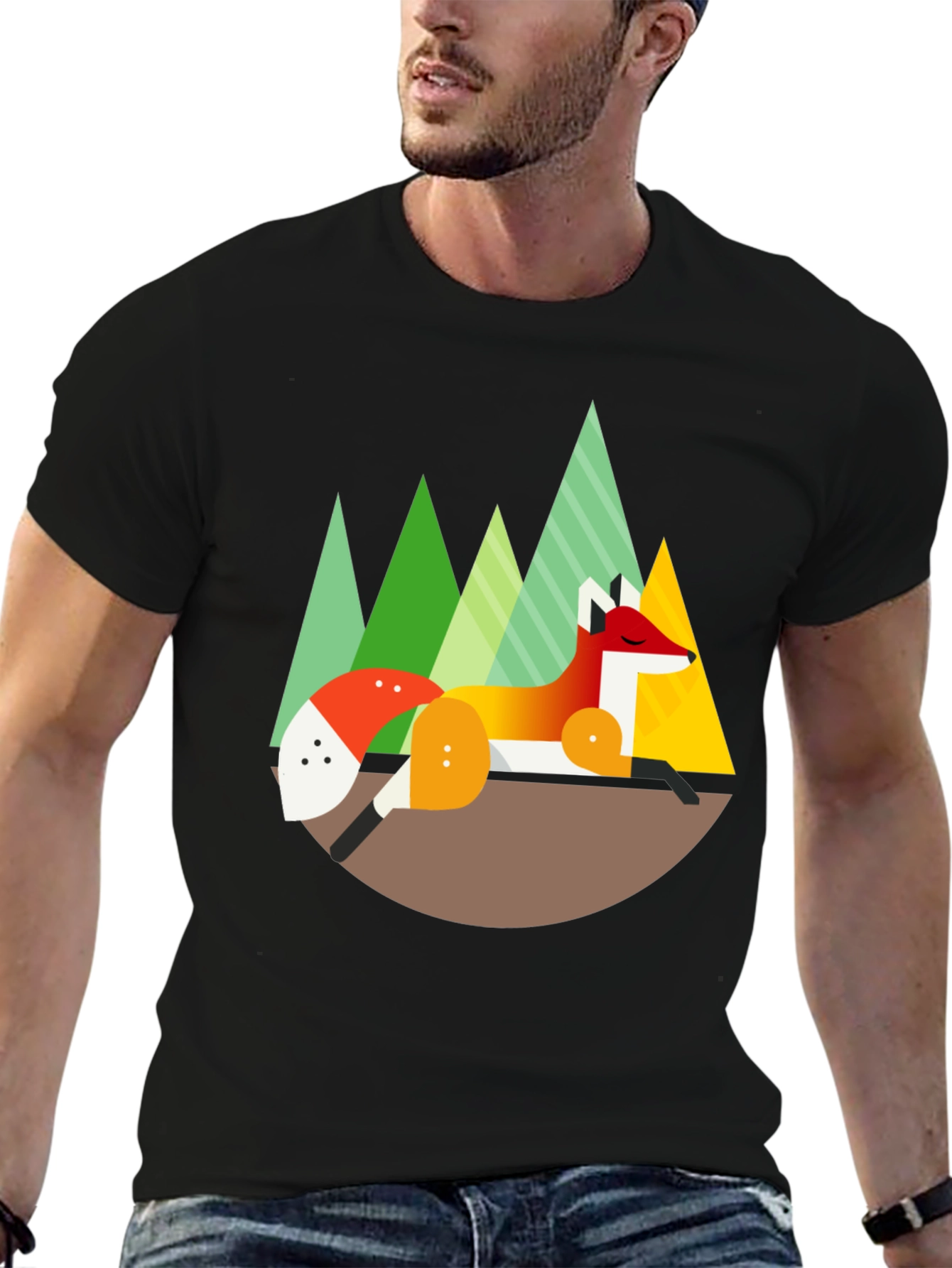 Geometric Fox Graphic Tee - Nature Inspired Design