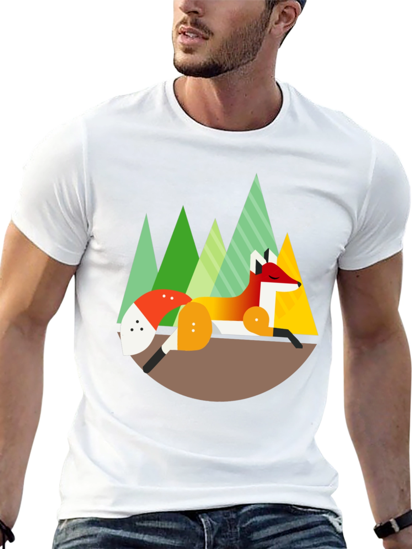 Geometric Fox Graphic Tee - Nature Inspired Design