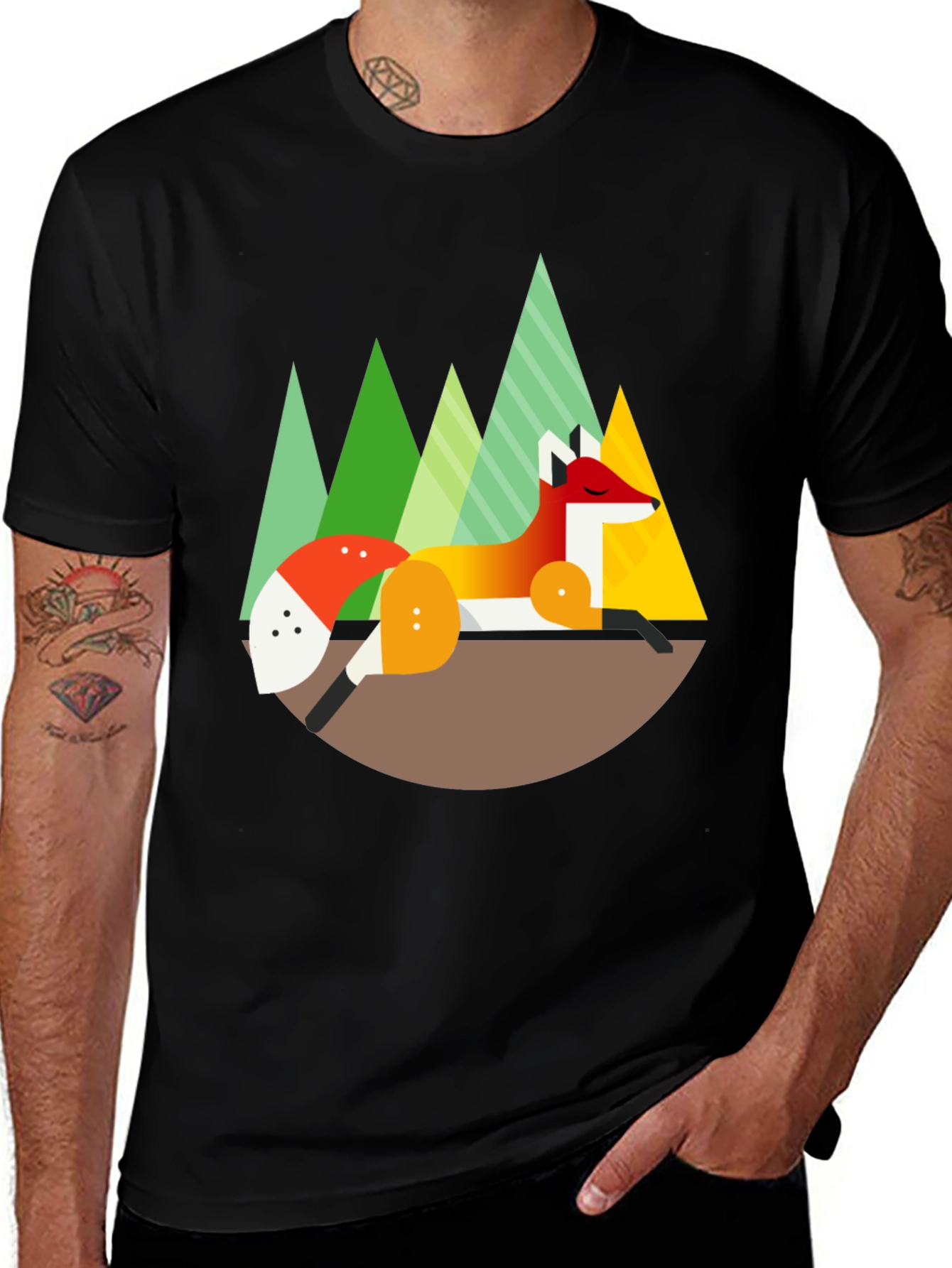 Geometric Fox Graphic Tee - Nature Inspired Design