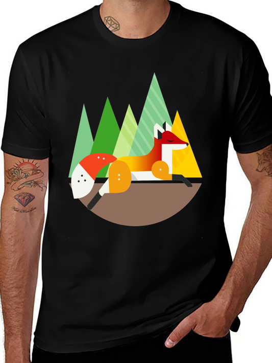 Geometric Fox Graphic Tee - Nature Inspired Design