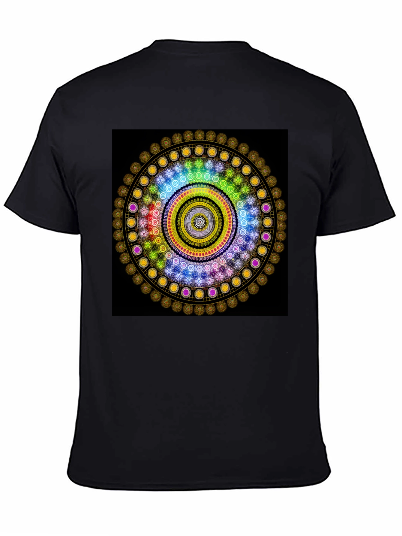 Geometric Mandala Graphic Black T-Shirt