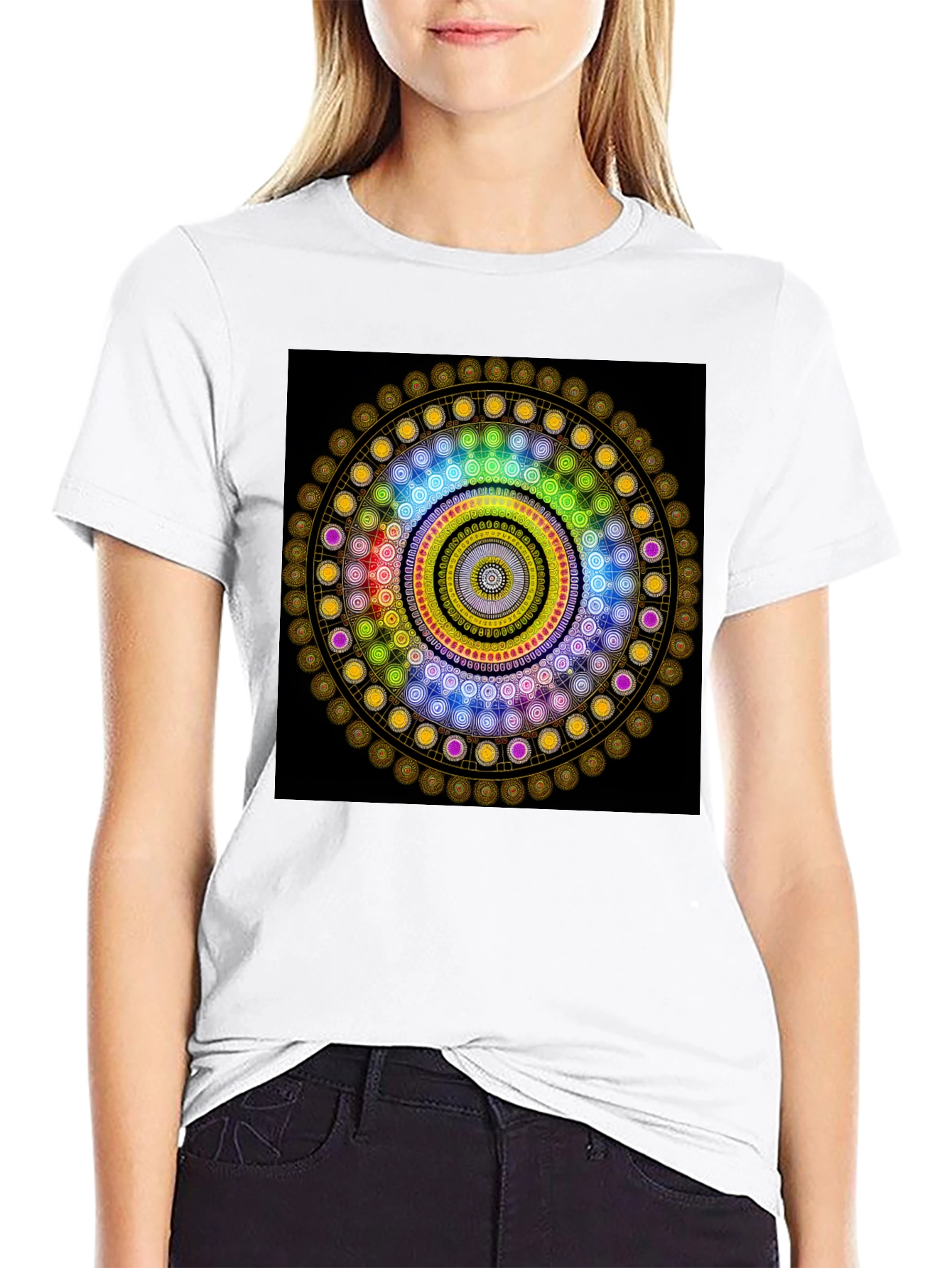 Geometric Mandala Graphic Black T-Shirt