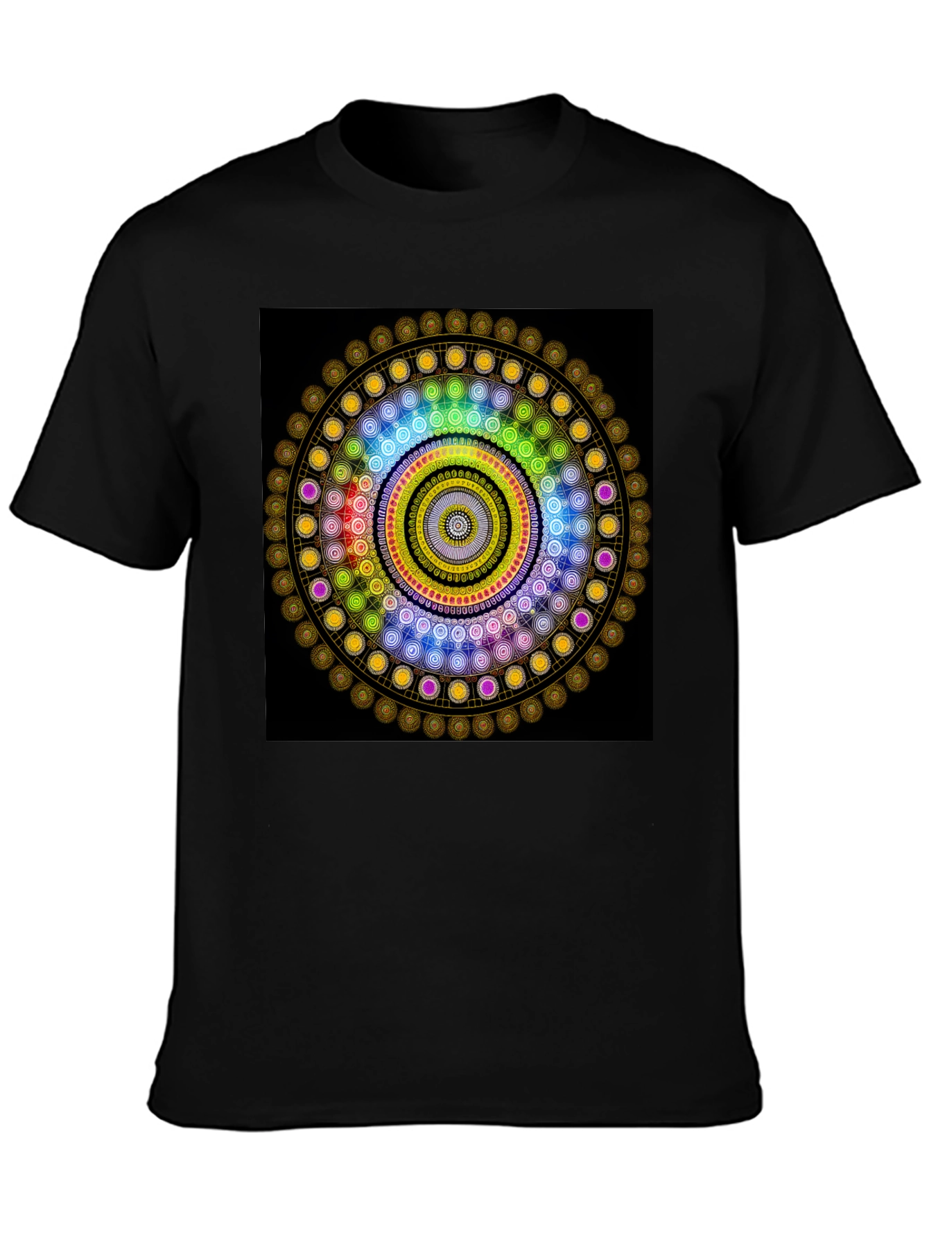 Geometric Mandala Graphic Black T-Shirt