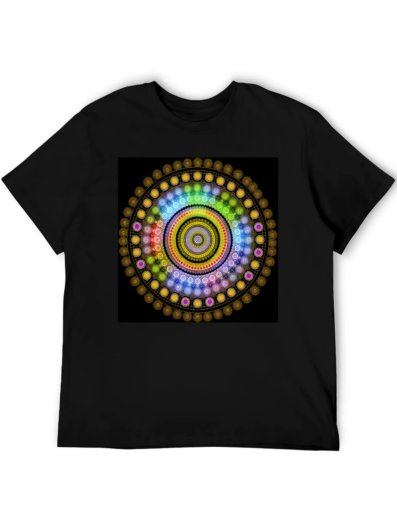 Geometric Mandala Graphic Black T-Shirt