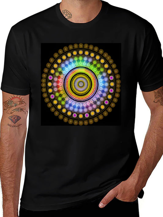 Geometric Mandala Graphic Black T-Shirt